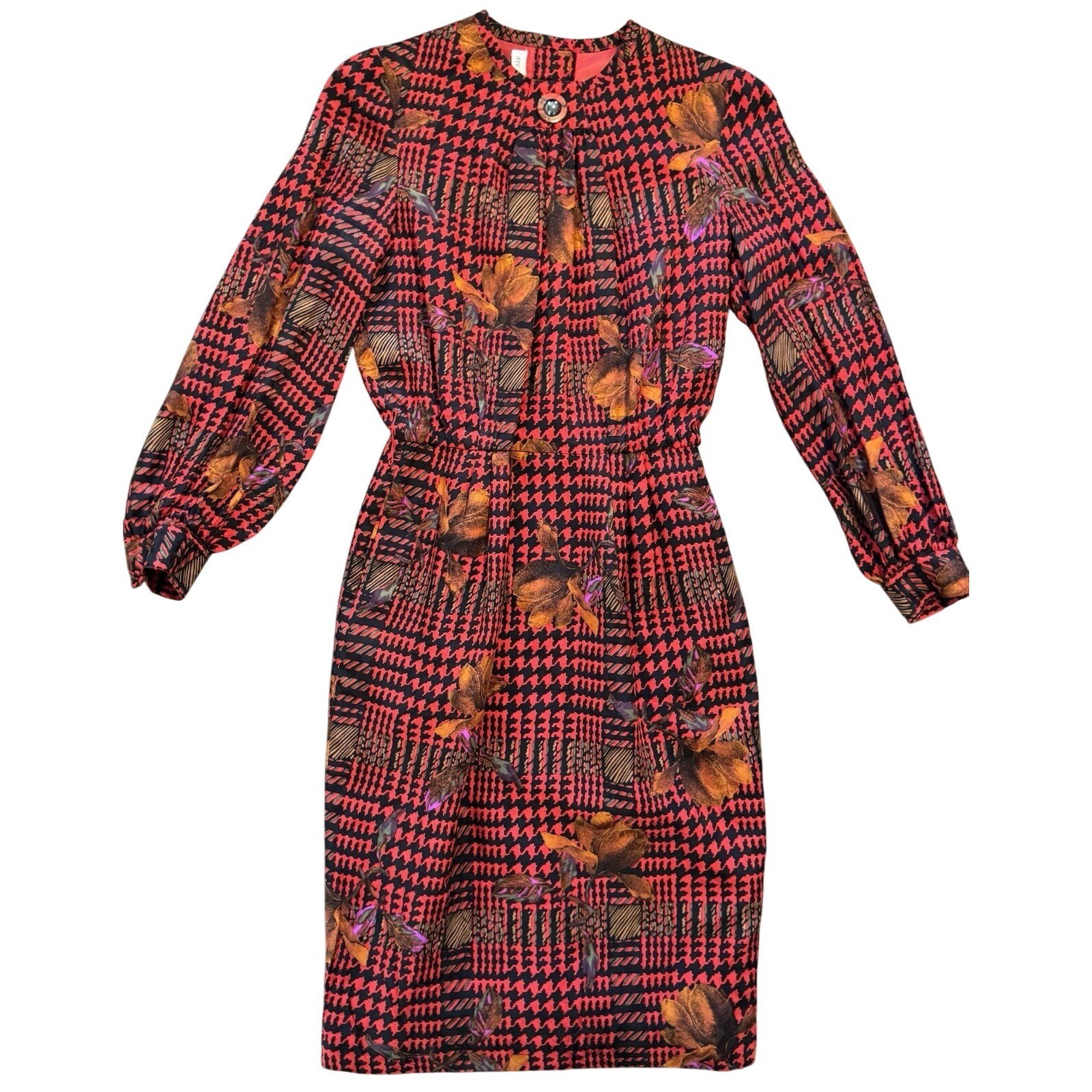 VTG Anne Crimmins for Umi Collections Dress Women’s Size 10 Floral 100% Silk Red