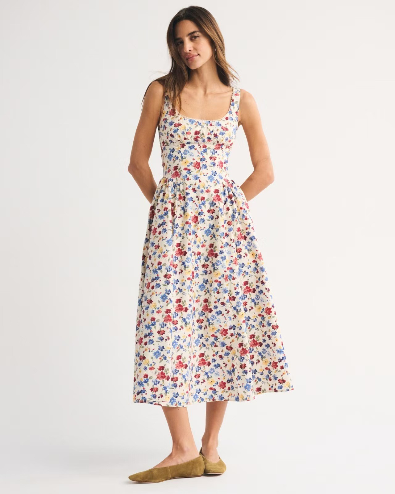 NWT Abercrombie & Fitch A&F Bra-Free Dylan Midi Dress
