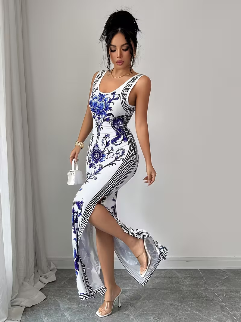 Luxurious Chinoiserie Waist Cinching Retro UAE Style Robe