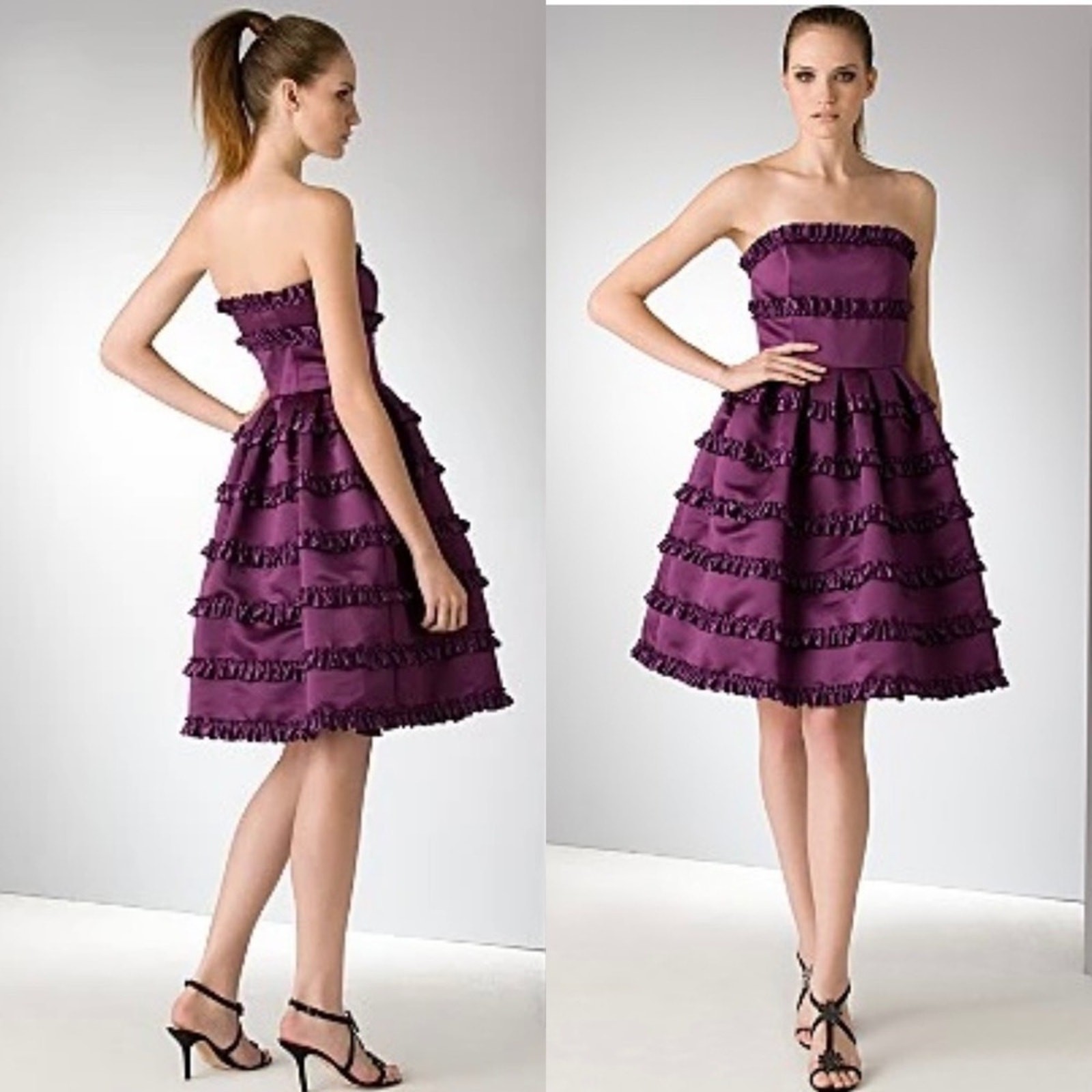 Betsey Johnson Strapless Cocktail Dress Purple Ruffled Mini size 2