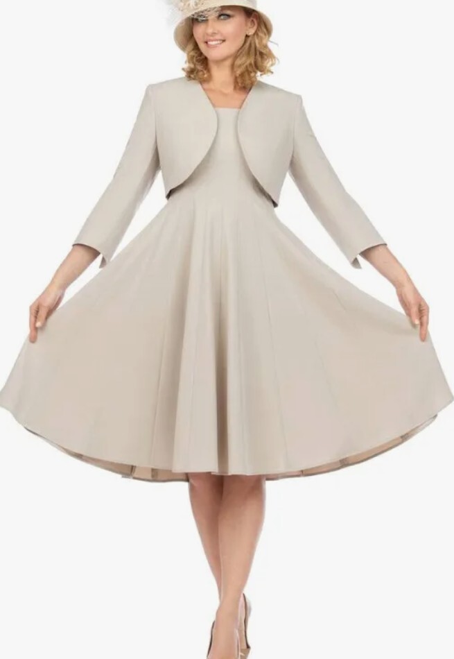 Giovanna Jacket Dress Taupe Size14w,16w,18w,20w,22w,18,16,12,10, 2 Pieces