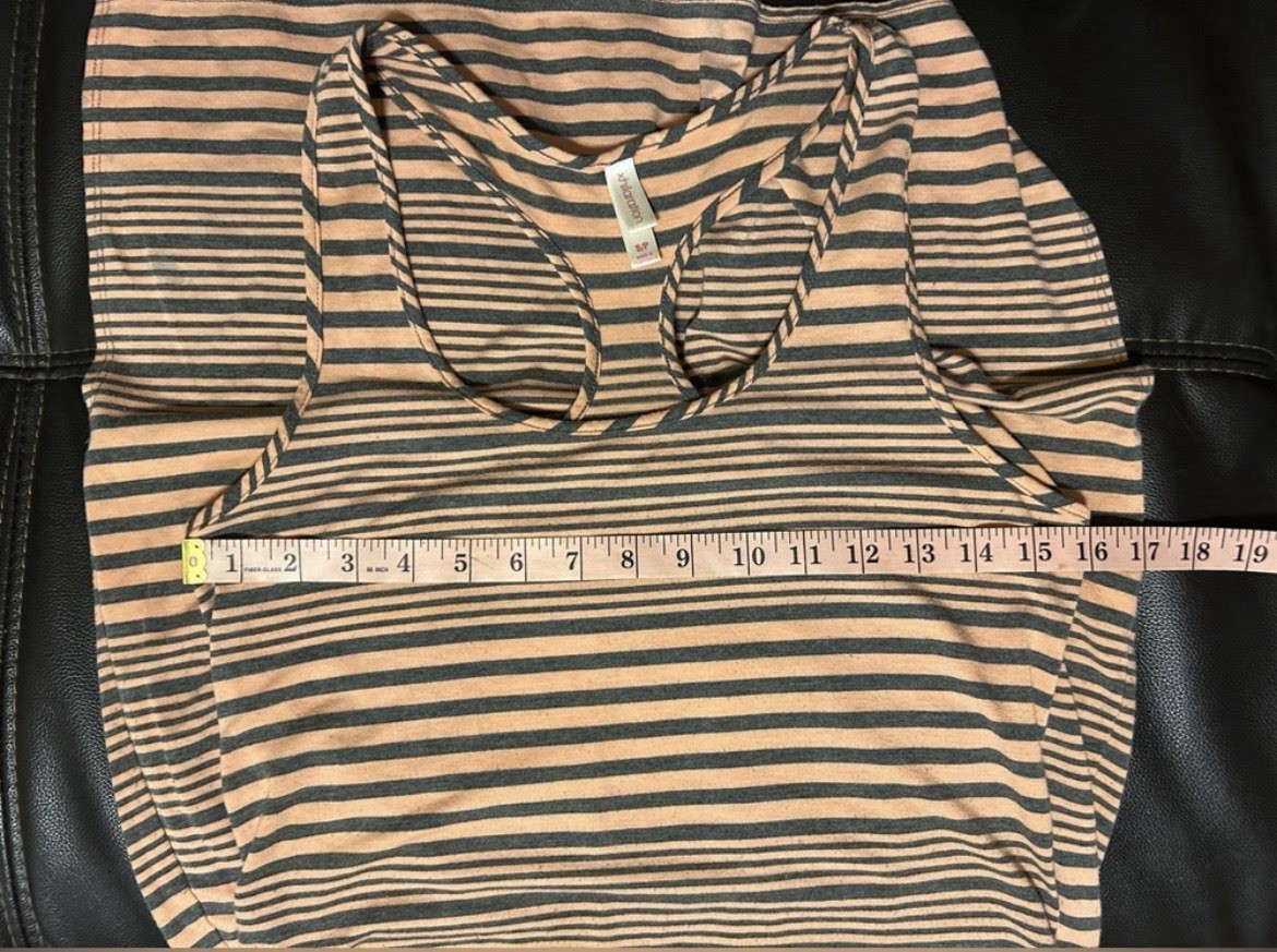 Xhilaration Women’s S/P Tan Gray Striped Scoop Neck Strappy Hi-Low Bodycon