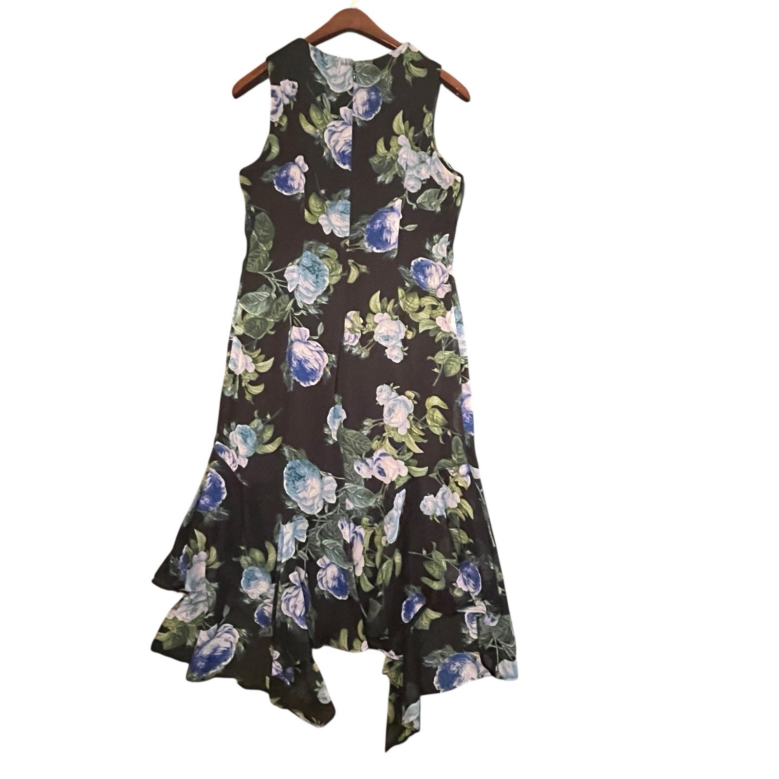 Calvin Klein Floral Handkerchief Midi Dress Sz 6 Bloomcore Boho Cottage Chiffon