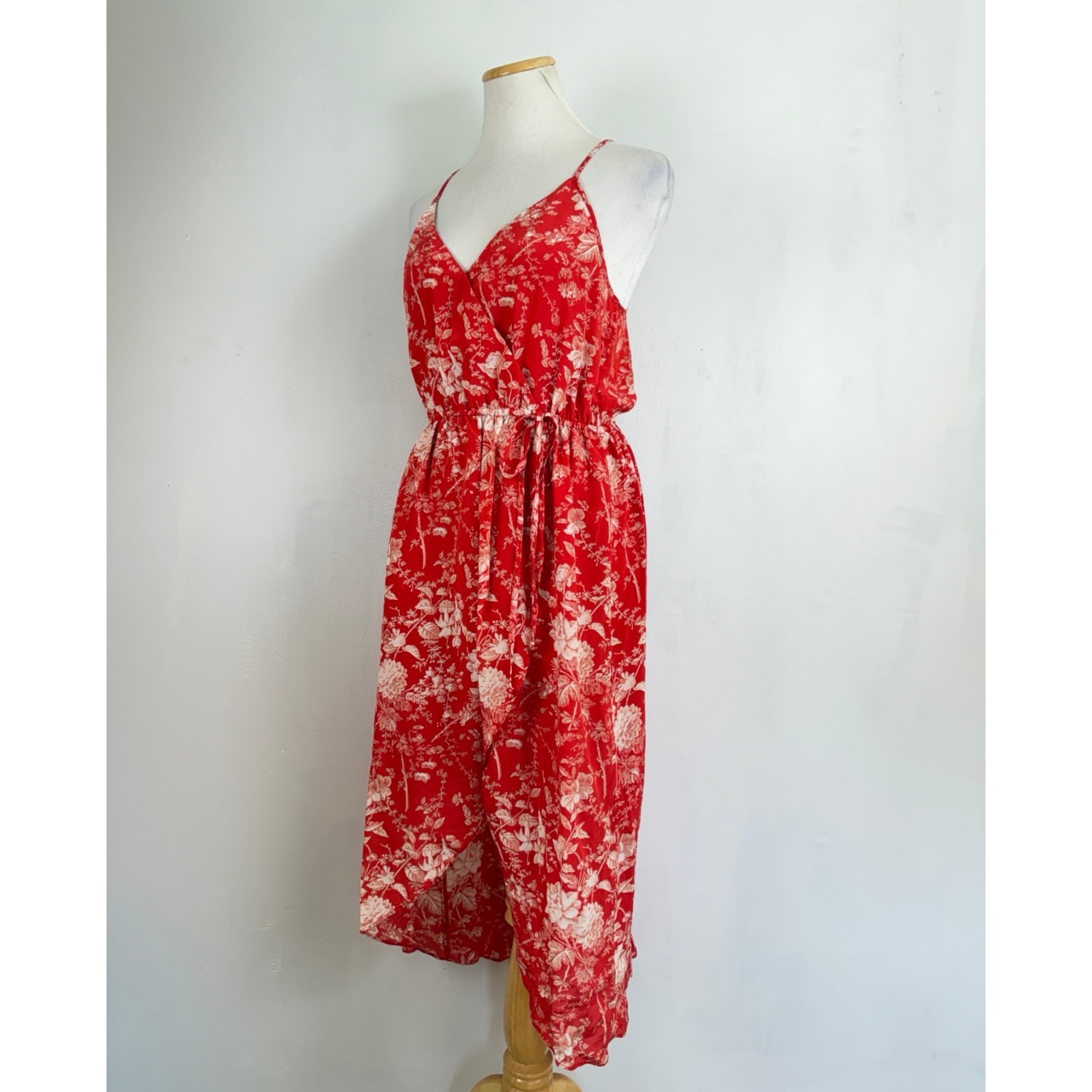 Lucky Brand Dress Size Small NWT 100% Silk Sleeveless Floral Print Red/Orange
