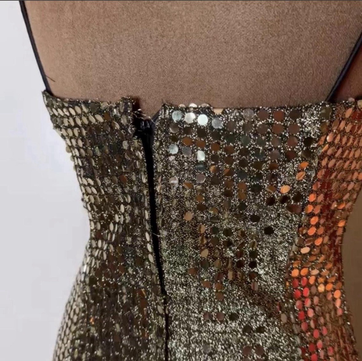 Roberta Gold Disk Sequins Flared Mini Dress 5/6 Vintage 80s 90s Party Prom Glam