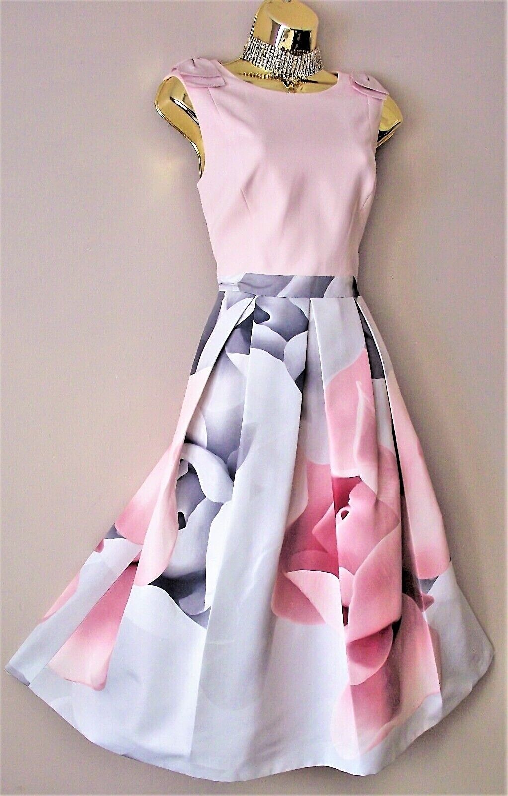 Bnwt Ted Baker Pink Riina Porcelain Rose Fit Flare Evening Dress 12 TB3*Bag Lstd