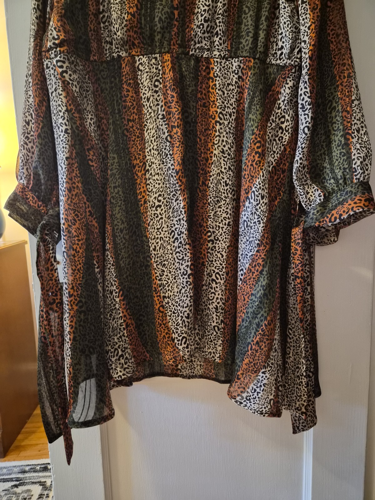 Size Small GFlock Collection Leopard Print Long Sleeve Babydoll Party Dress NWT