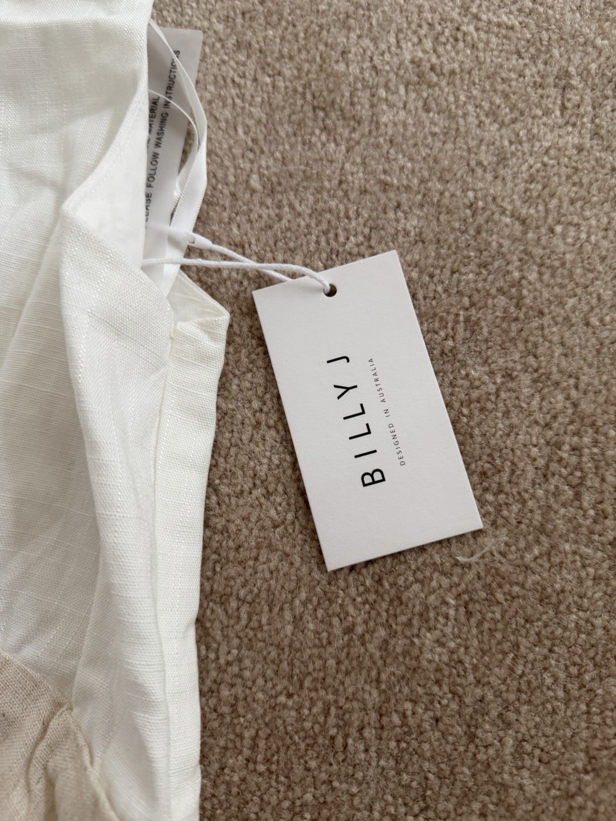 Billy J NWT Linen Low Cut Dae Mini Dress White/Natural Size US 2