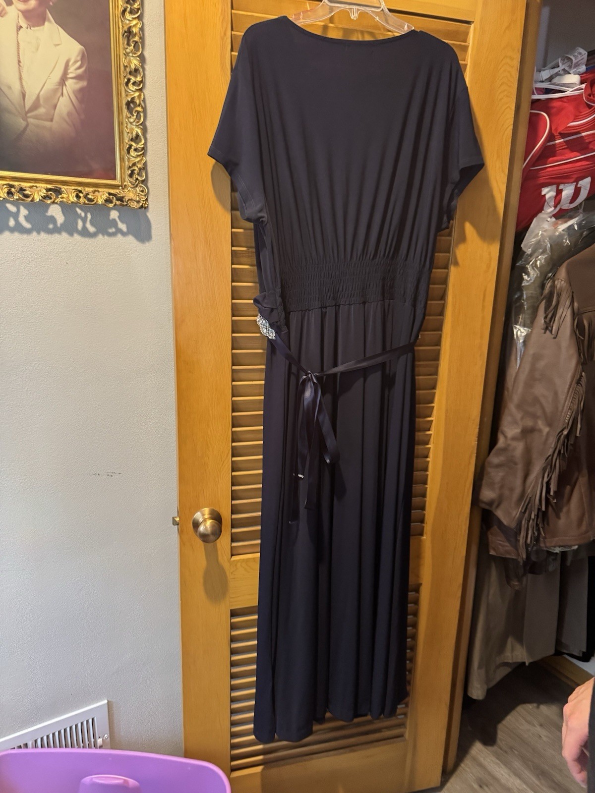 KOH KOH Women’s Plus 4XL Navy Solid Maxi Dress Short Sleeve Rhinestone