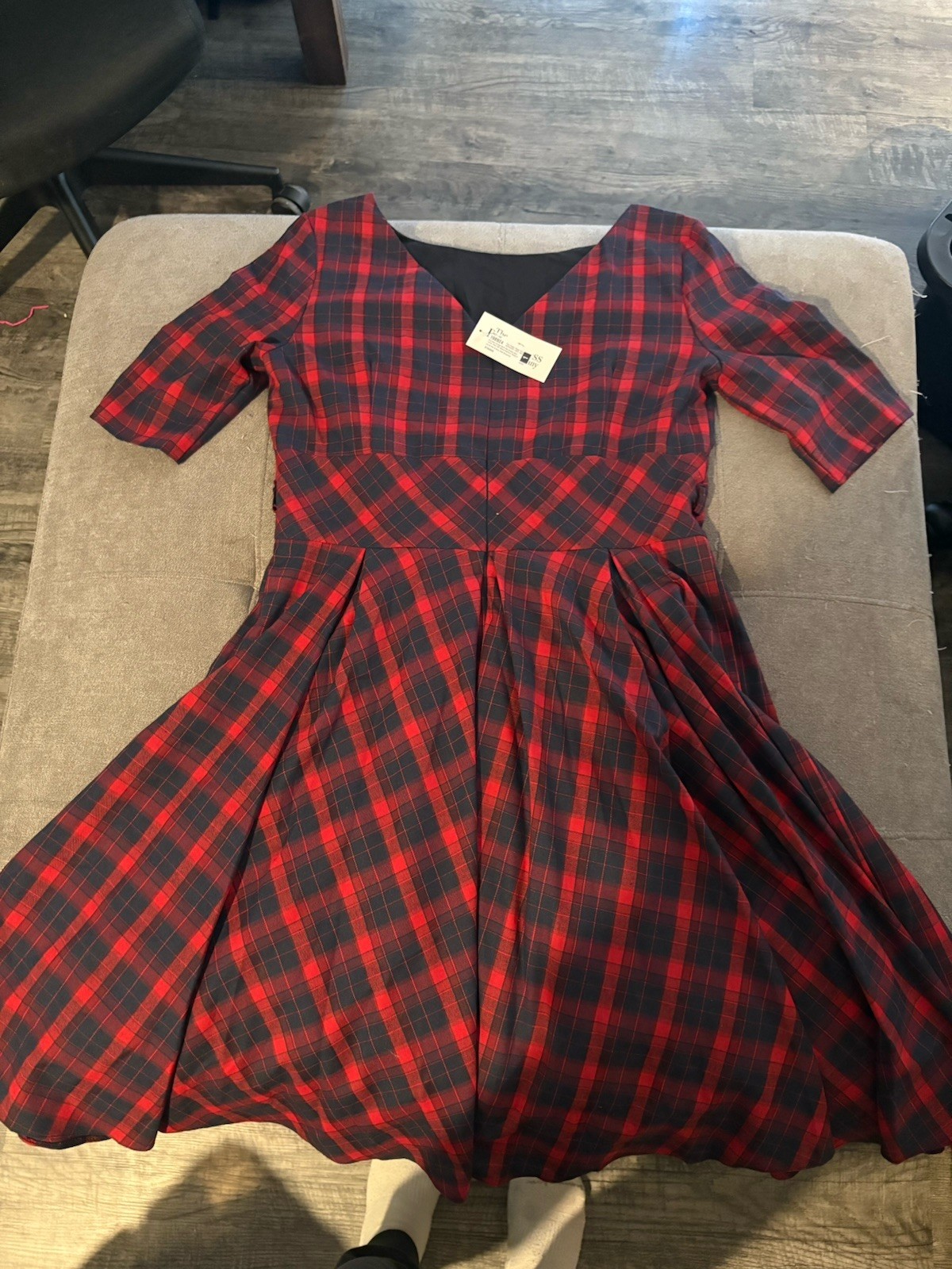 The Pretty Dress Co. Red/Black Plaid V-Neck Fit & Flare Short Dress US 18