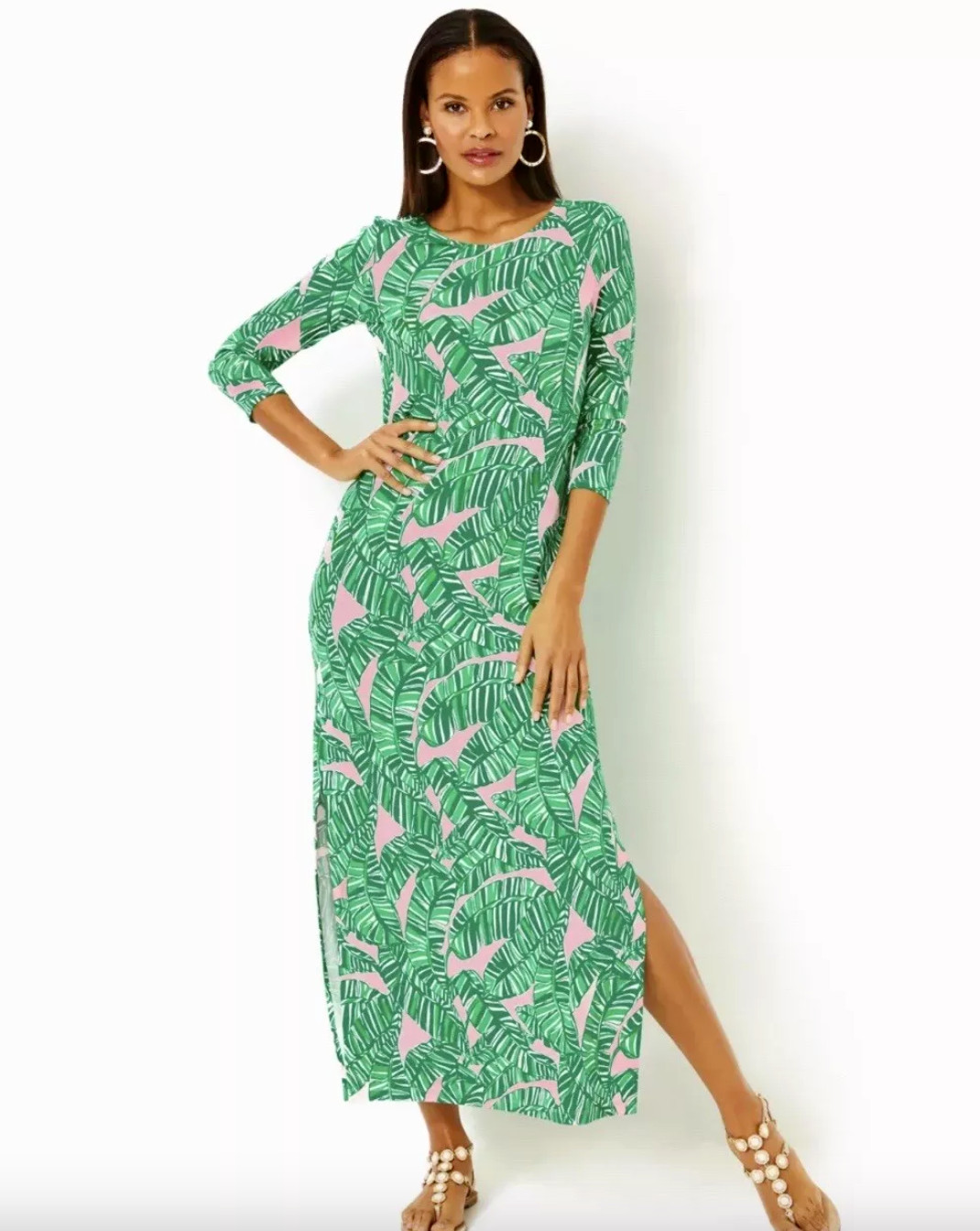 NWT LILLY PULITZER SIZE SMALL MORGANN MAXI DRESS *LET’S GO BANANAS* CONCH SHELL