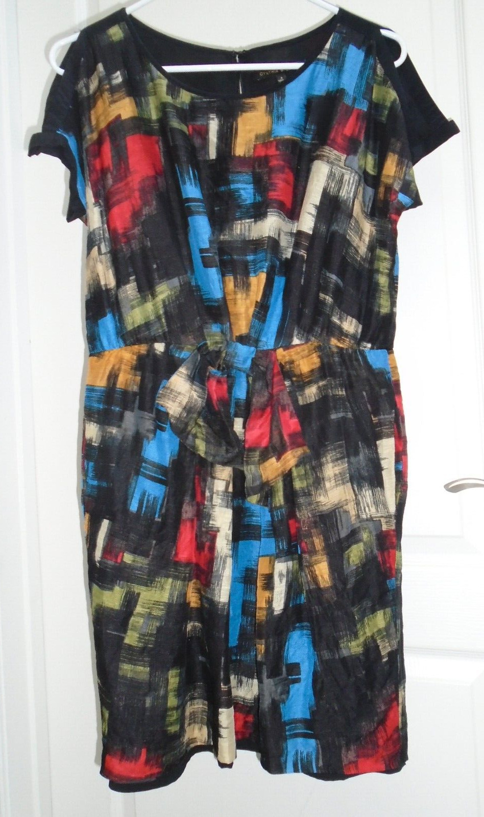Cynthia Steffe Cold Shoulder Dress With Bowtie Women’s SZ 4 Small Linen Silk