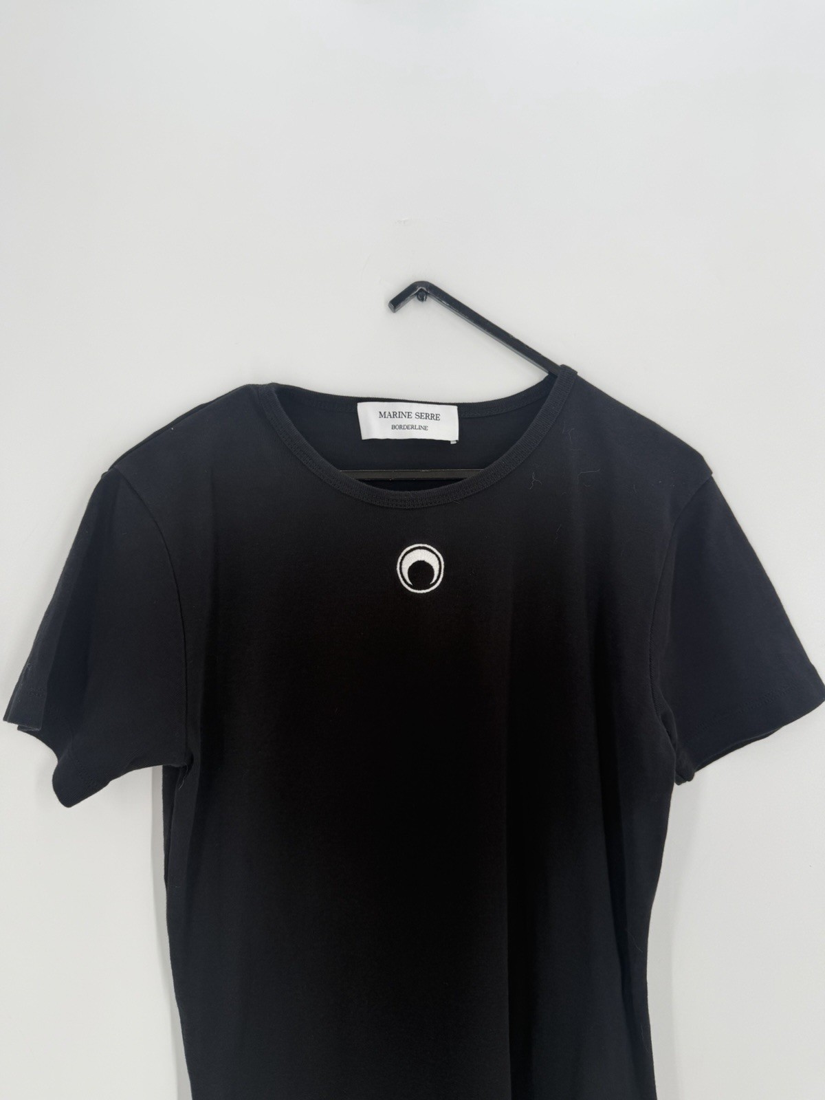 Marine Serre Moon Embroidered Slim Fit Cotton Jersey Black Mini Dress Size Large