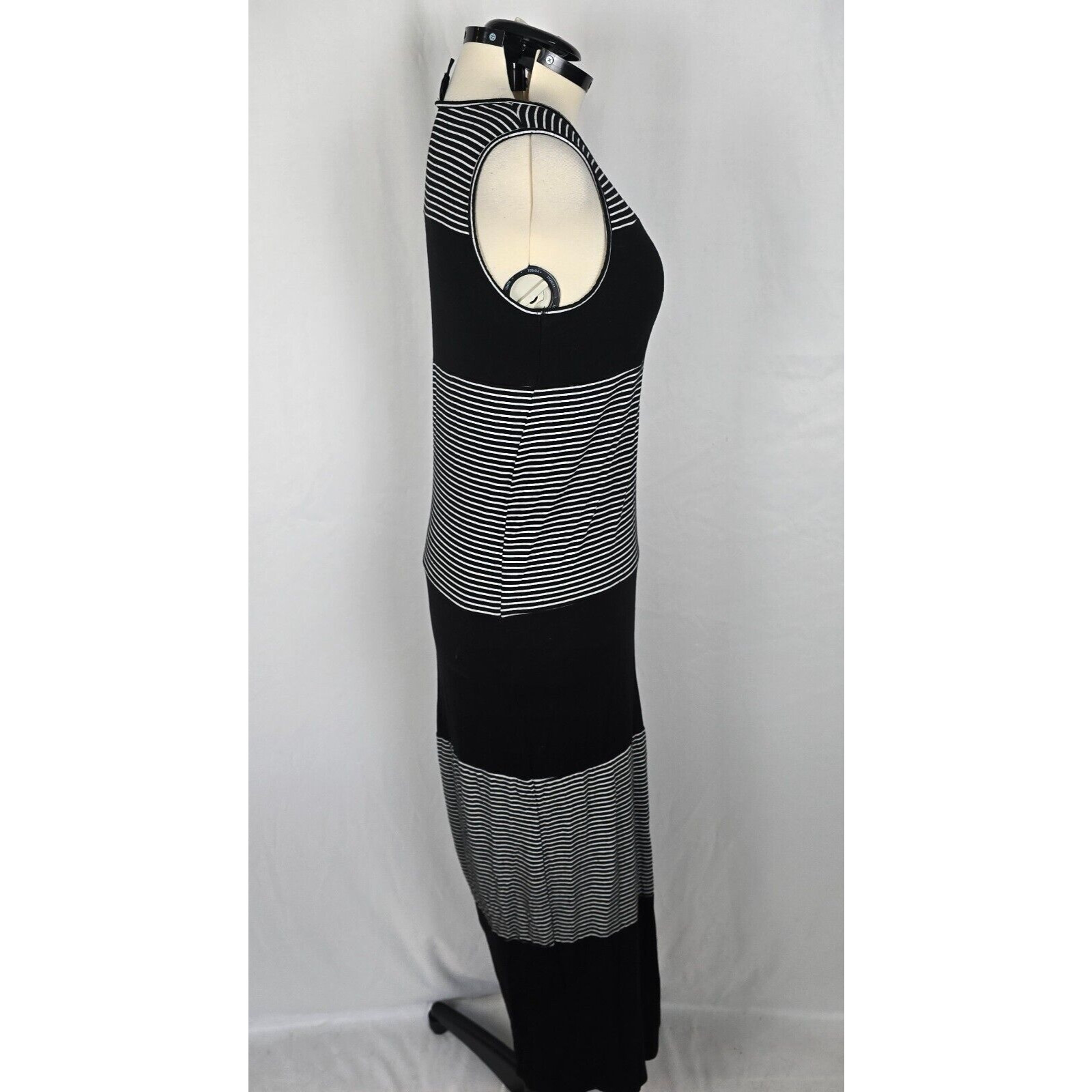 Bobeau Maternity Dress Women’s XL Black Gray Colorblock Striped Sleeveless