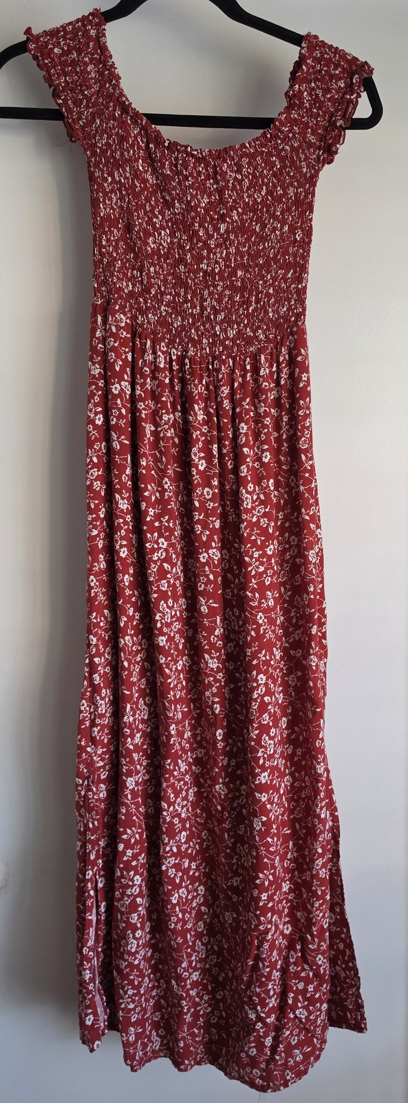 Lark + Grey Maxi Dress M Sleeveless Floral Red White Boho Sundress Gown