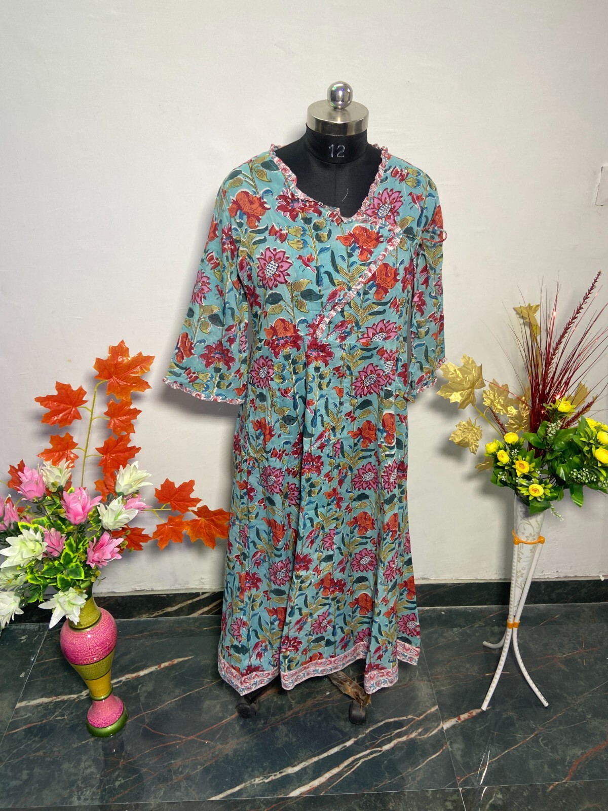 Hand Block Floral AAA Quality Dress New Petain Night Dress Suit 100% Cotton