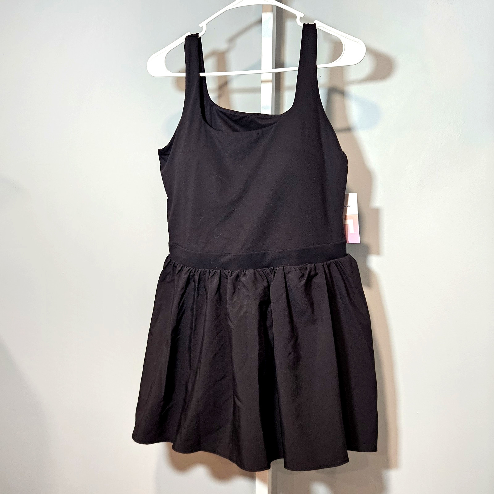 NWT JoyLab Size M Black 1-Piece Activewear Dress w/Built-in Shorts & Pockets