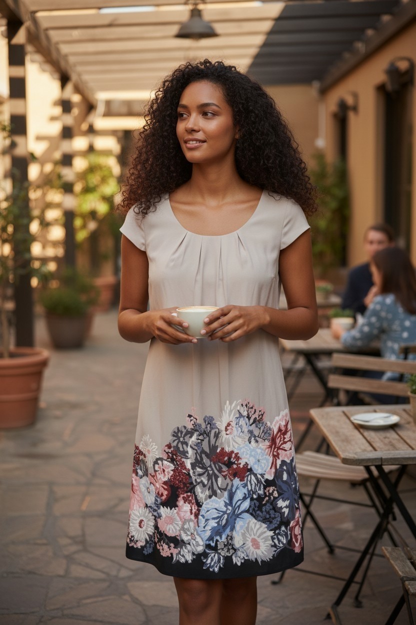 H&M Floral Mini Dress – Beige and Multicolor Sz.4