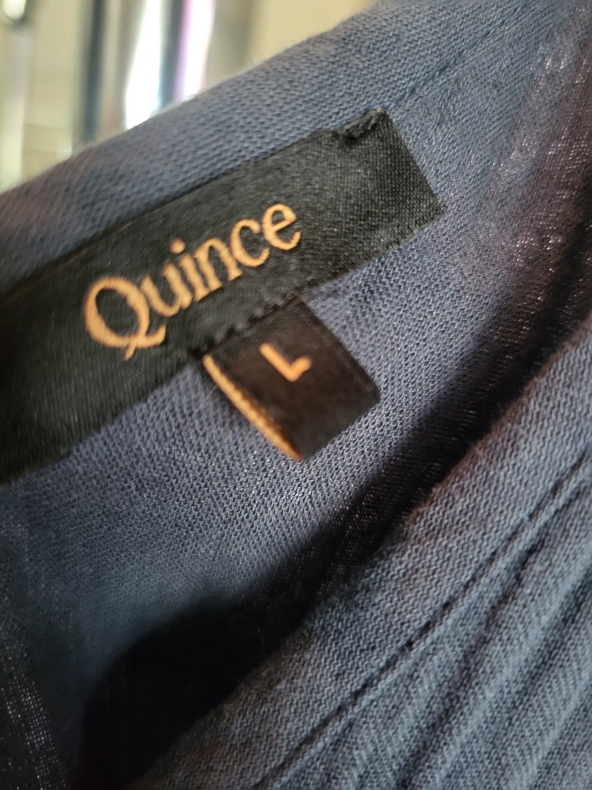 Quince 100% Organic Cotton Gauze Tiered Maxi Dress Sz LARGE Indigo Blue Coastal