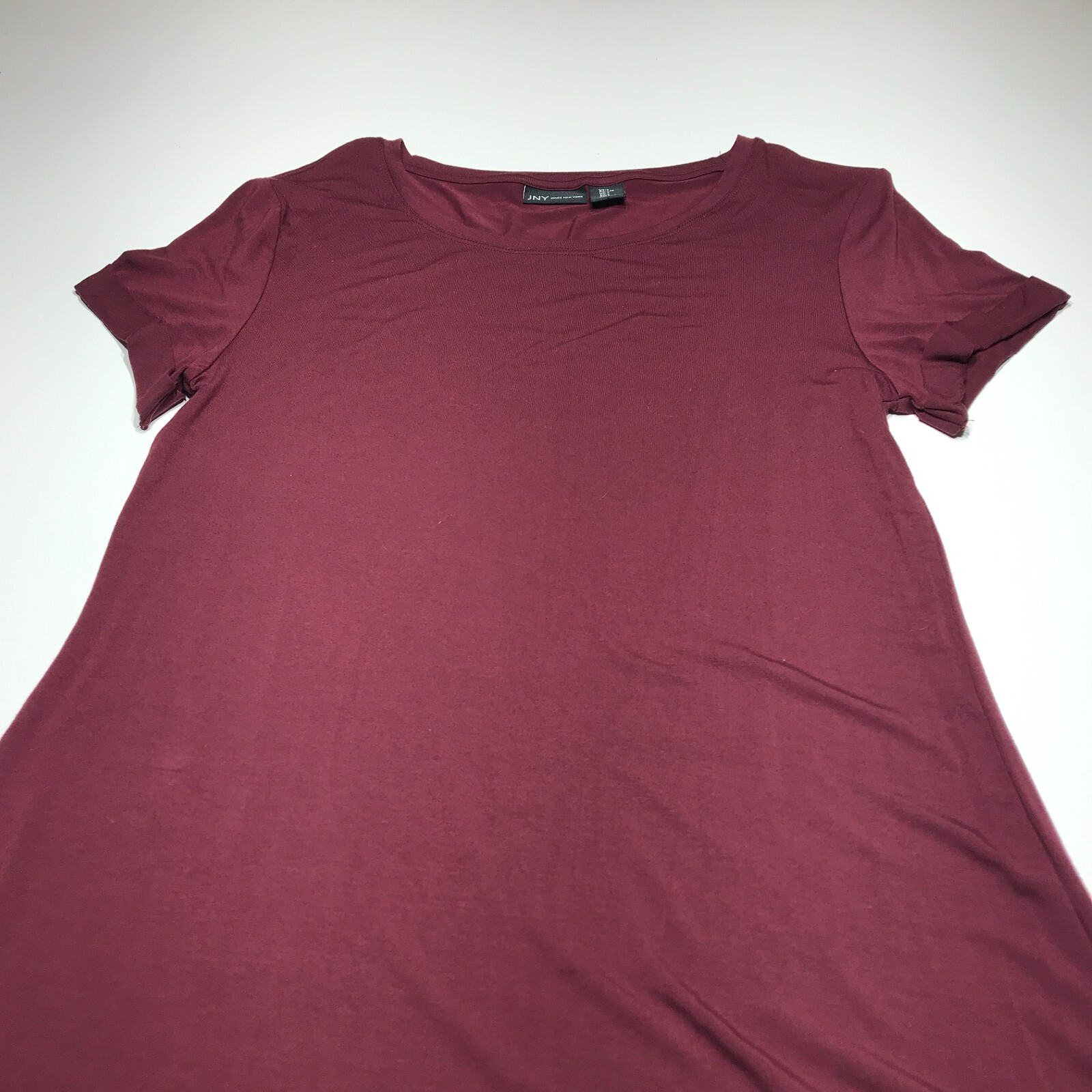Jones New York T-Shirt Dress Size Large Lightweight Maroon Sleeve Casual Stretch