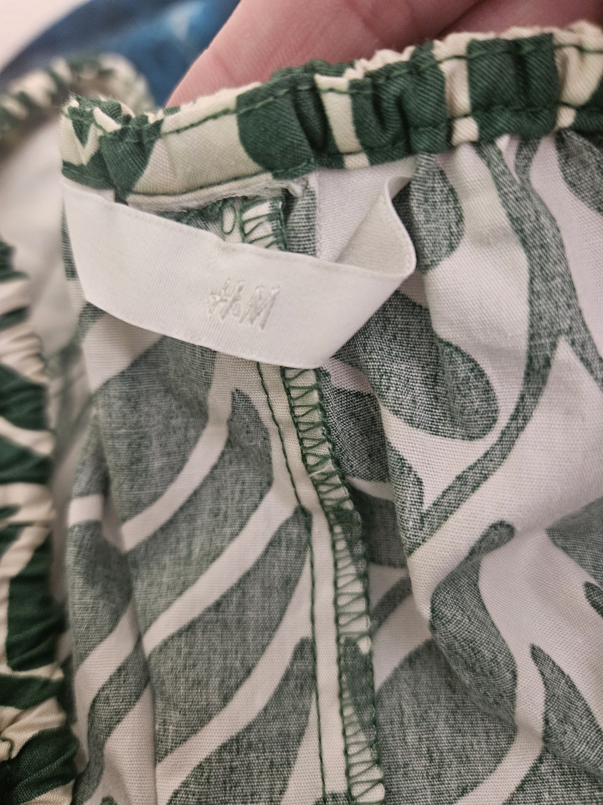 H&M Green and Cream Leaf-Print Mini Dress