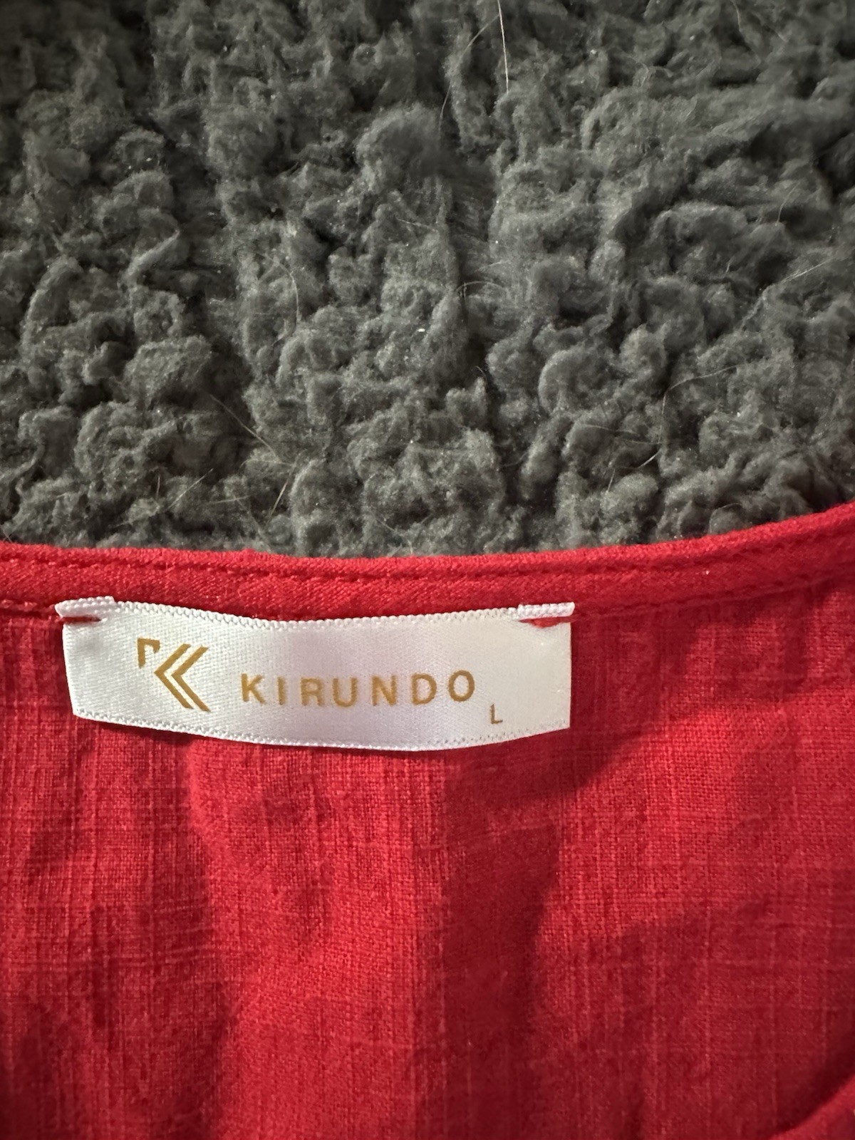 Kirundo Embroidered Boho Mini Dress Red Pom Pom Flutter Sleeve Ruffle Hem Size L