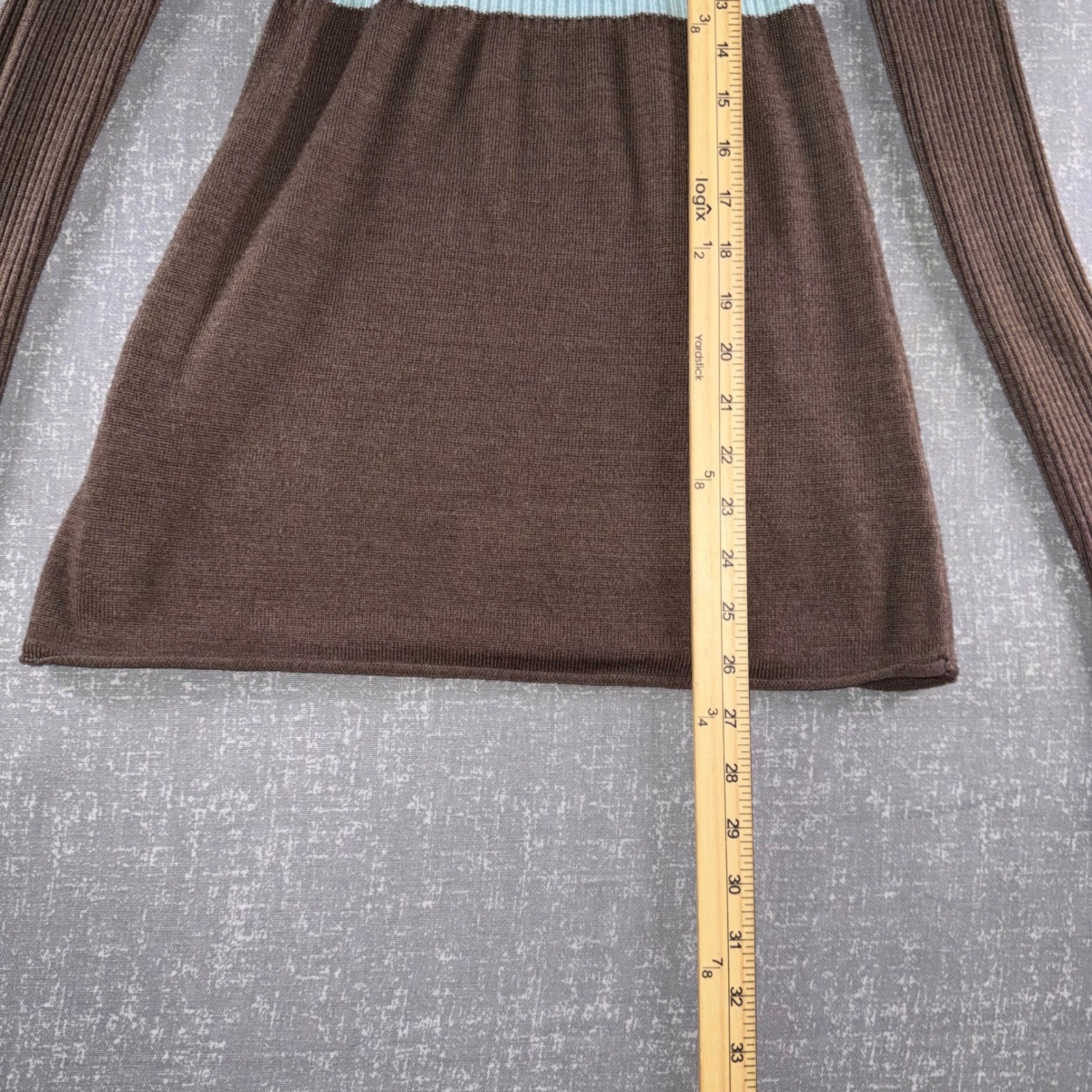 Aeropostale Brown Light Blue Striped Ribbed Turtleneck Sweater Dress Small