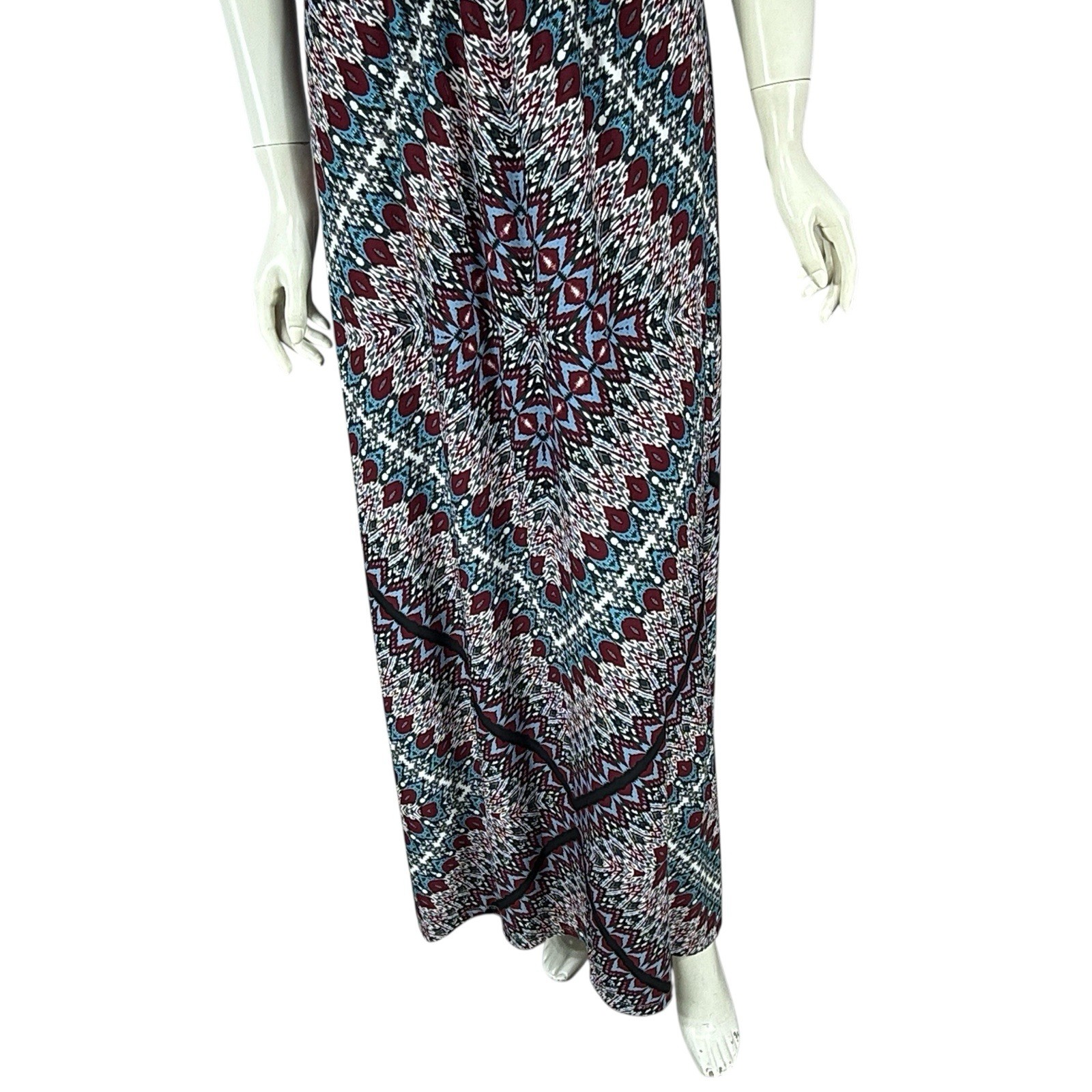 London Times Dress Womens 6 Maxi Mandala Ikat Boho Festival Kaleidoscope Trop