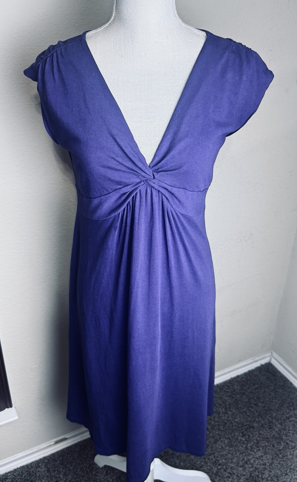 Old Navy Maternity Purple Shirt Dress Size XS Stretchy Jersey Knit Knot Front
