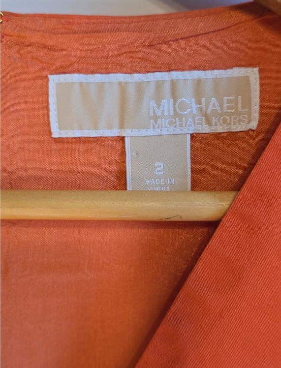 Michael Michael Kors Womens 2 Coral Orange Sheath Dress Cotton Sleeveless Pocket
