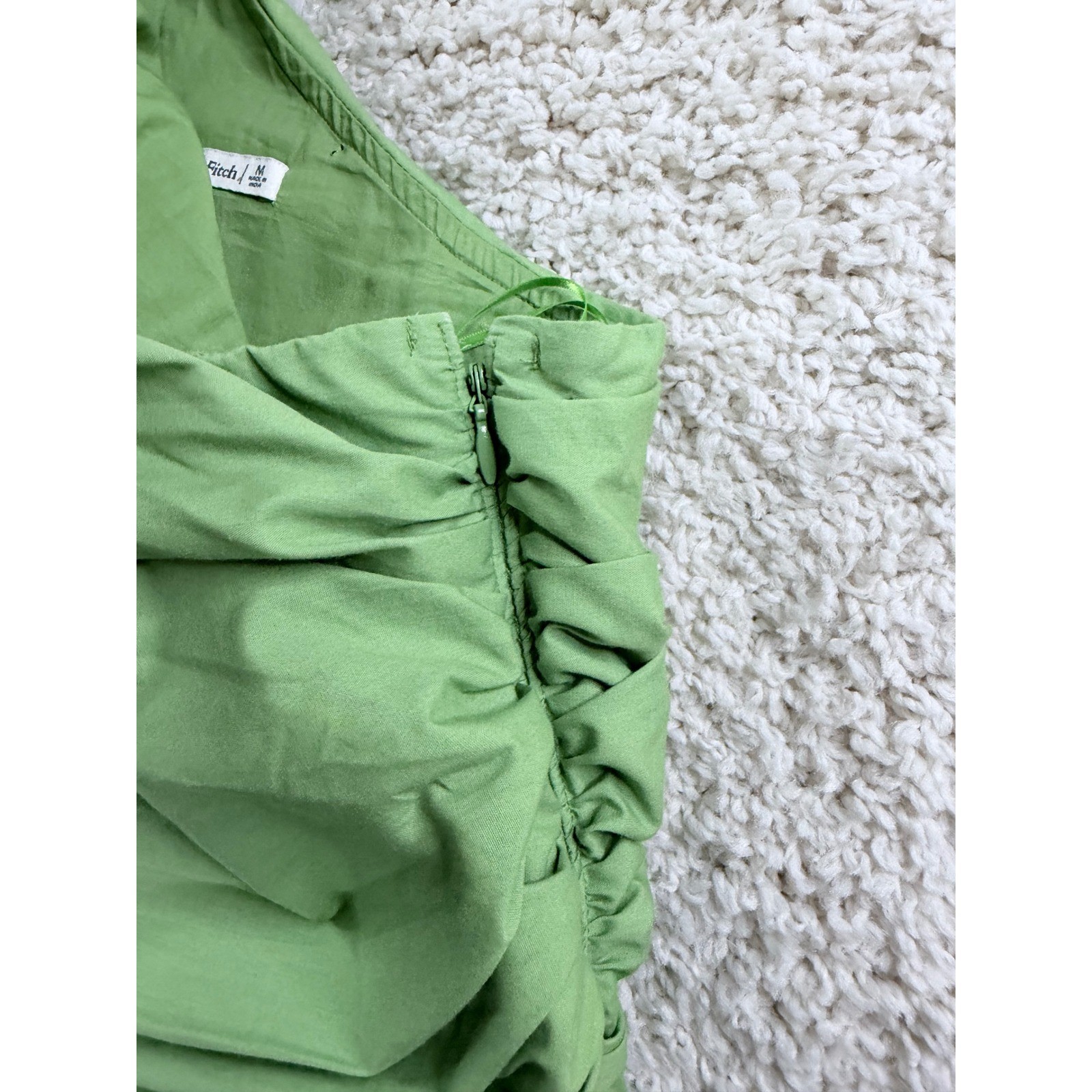 Abercrombie & Fitch Maxi Dress Womens M Green Good One Shoulder Ruched Cutout