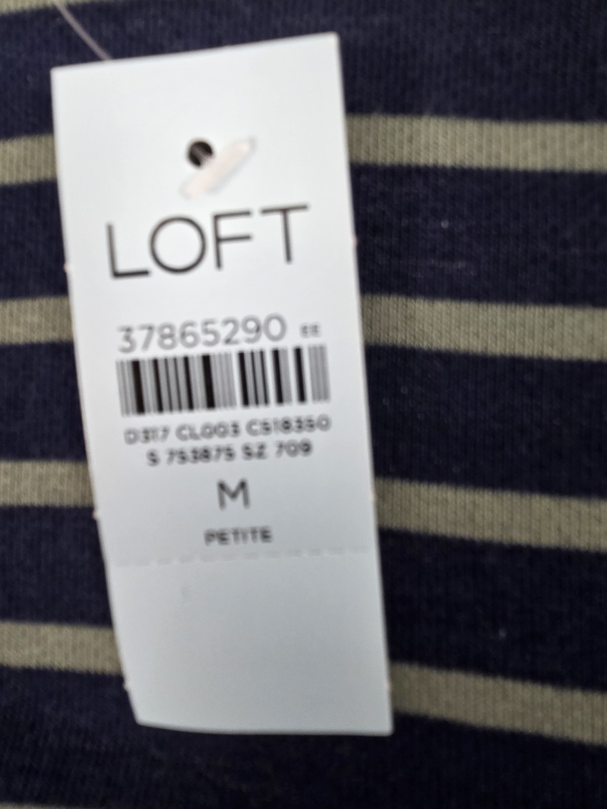 Loft Petite M Shirt Polo Dress Knit Navy Stripe Stretch Preppy Comfort Work NEW