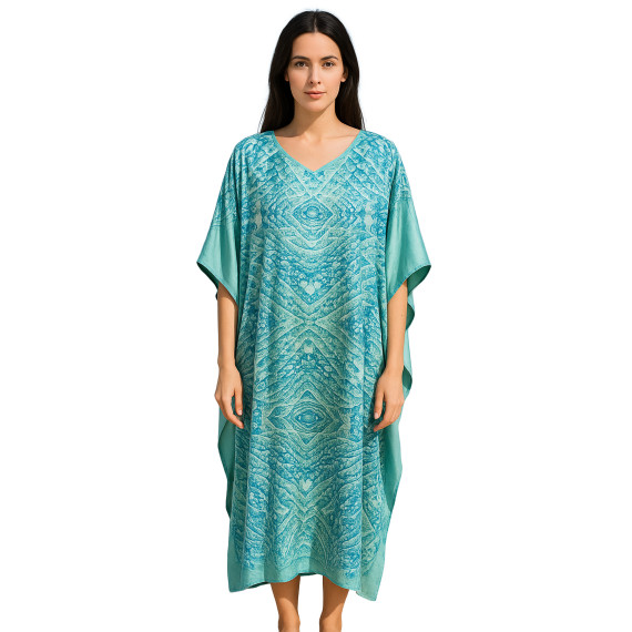 Winlar Caftan Floral Print Long Satin