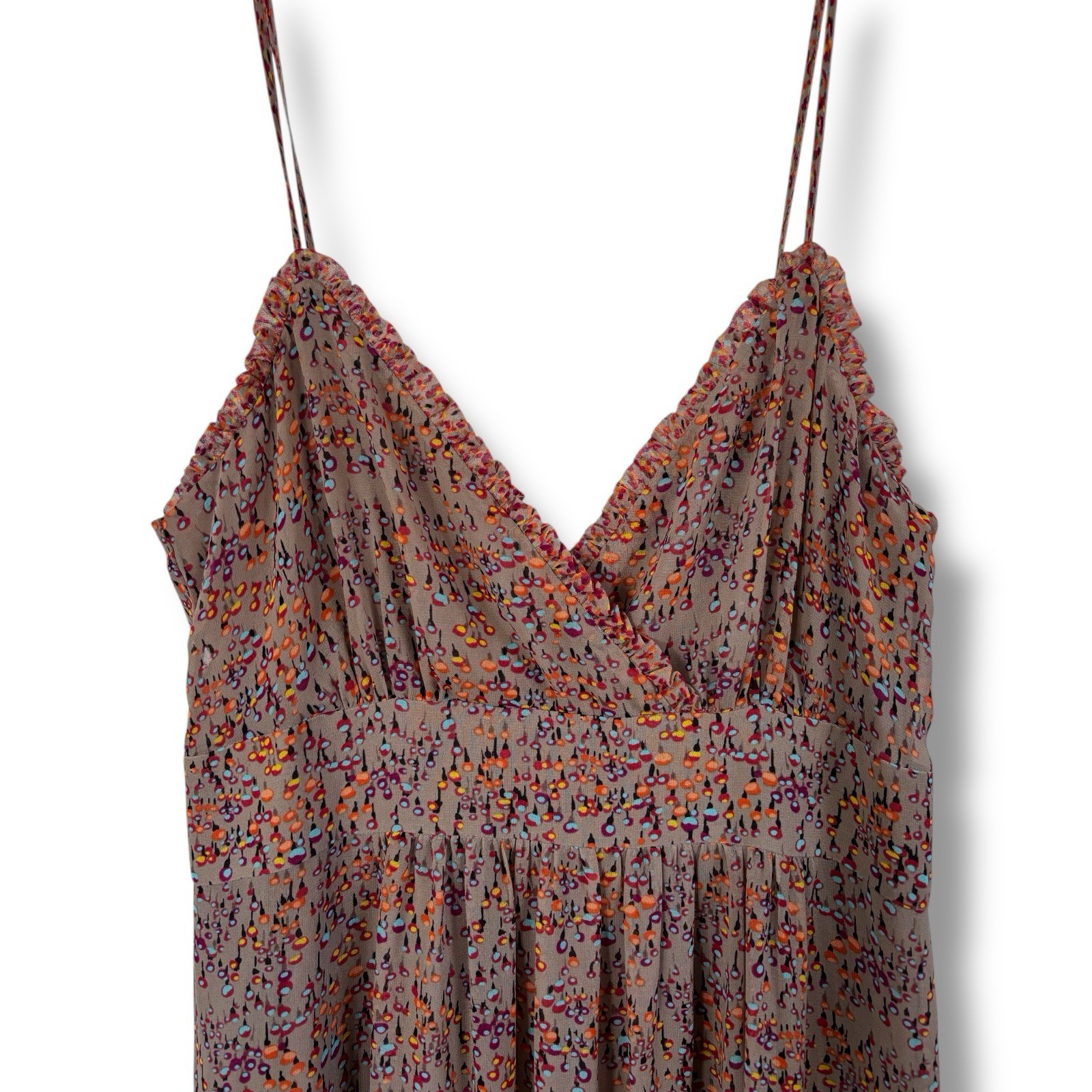 Vtg Kensie Maxi Slip Dress Womens M Boho Y2K Western Cottage Ruffle Lined Flowy