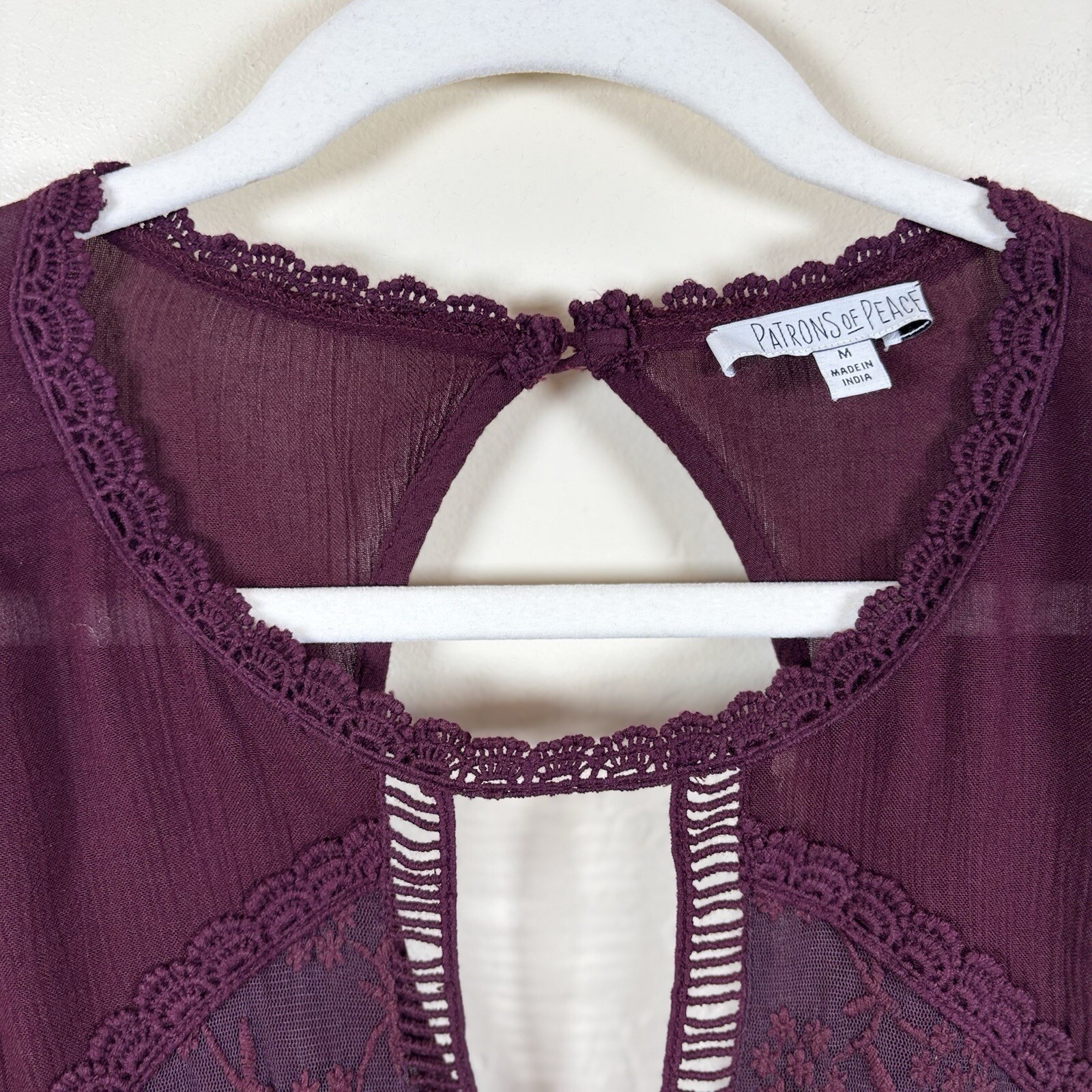 Patrons Of Peace Babydoll Dress Sz M Purple Semi-Sheer Gauzy Whimsigoth Fairy