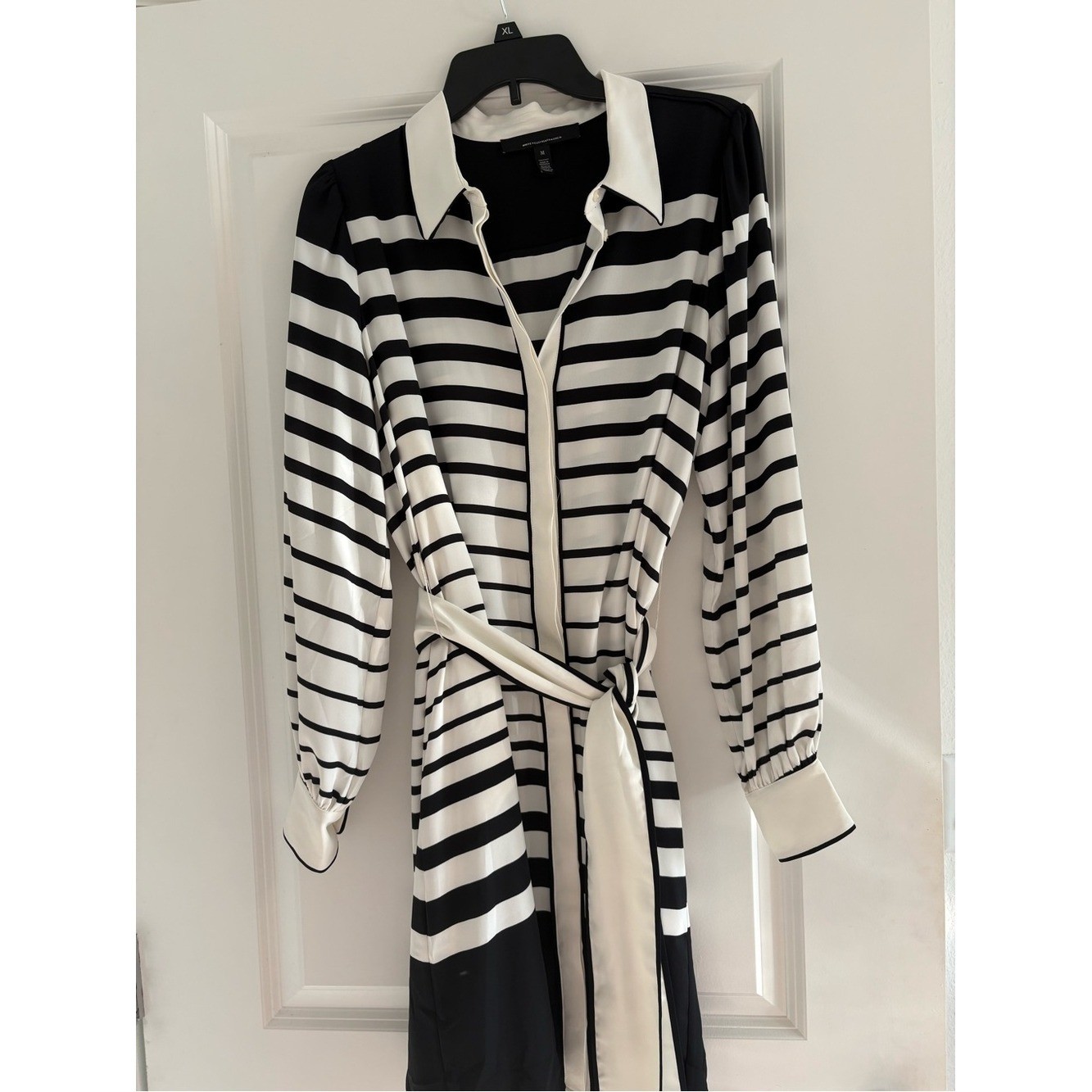 White House Black Market Black and White Collar Dress