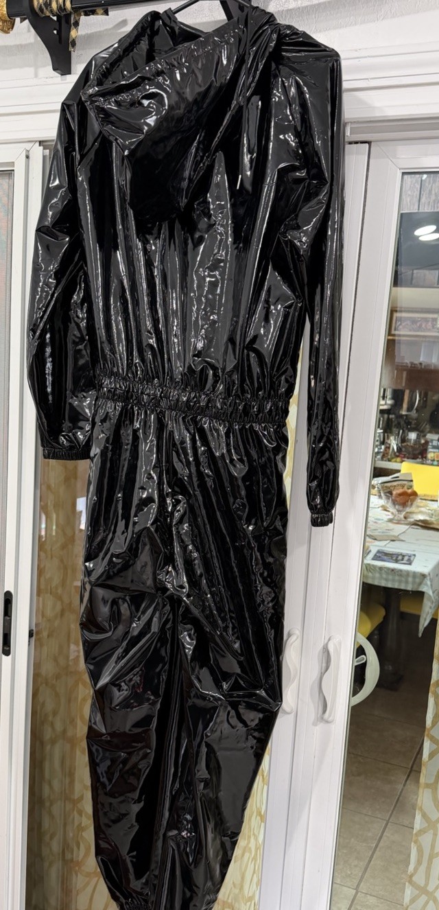 Shiny Black vinyl jumpsuit Size large