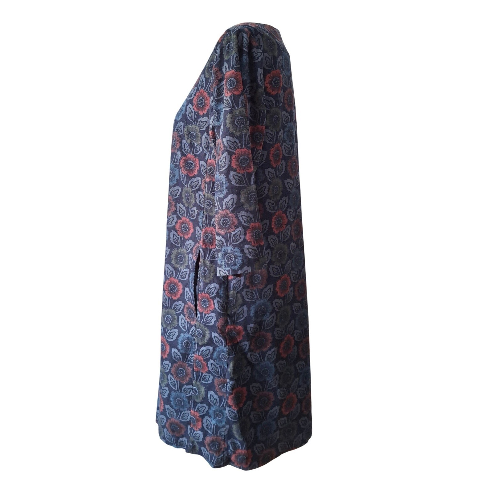 Seasalt Cornwall West Pentire Dress Navy Blue Floral Corduroy Shift Size 10 US