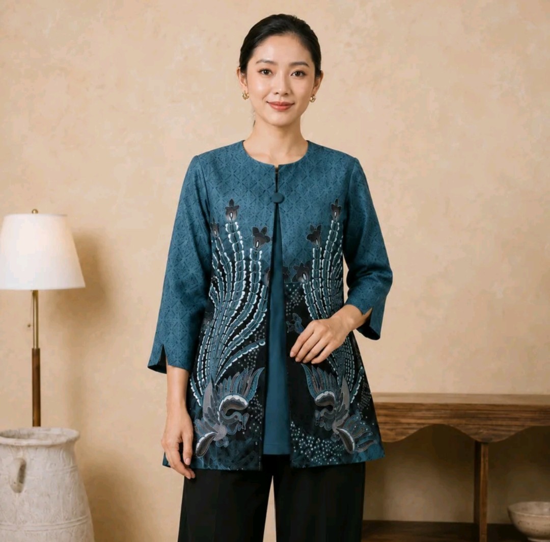 Avana by Adyatma Satya Blue Blouse Women’s Cotton Batik