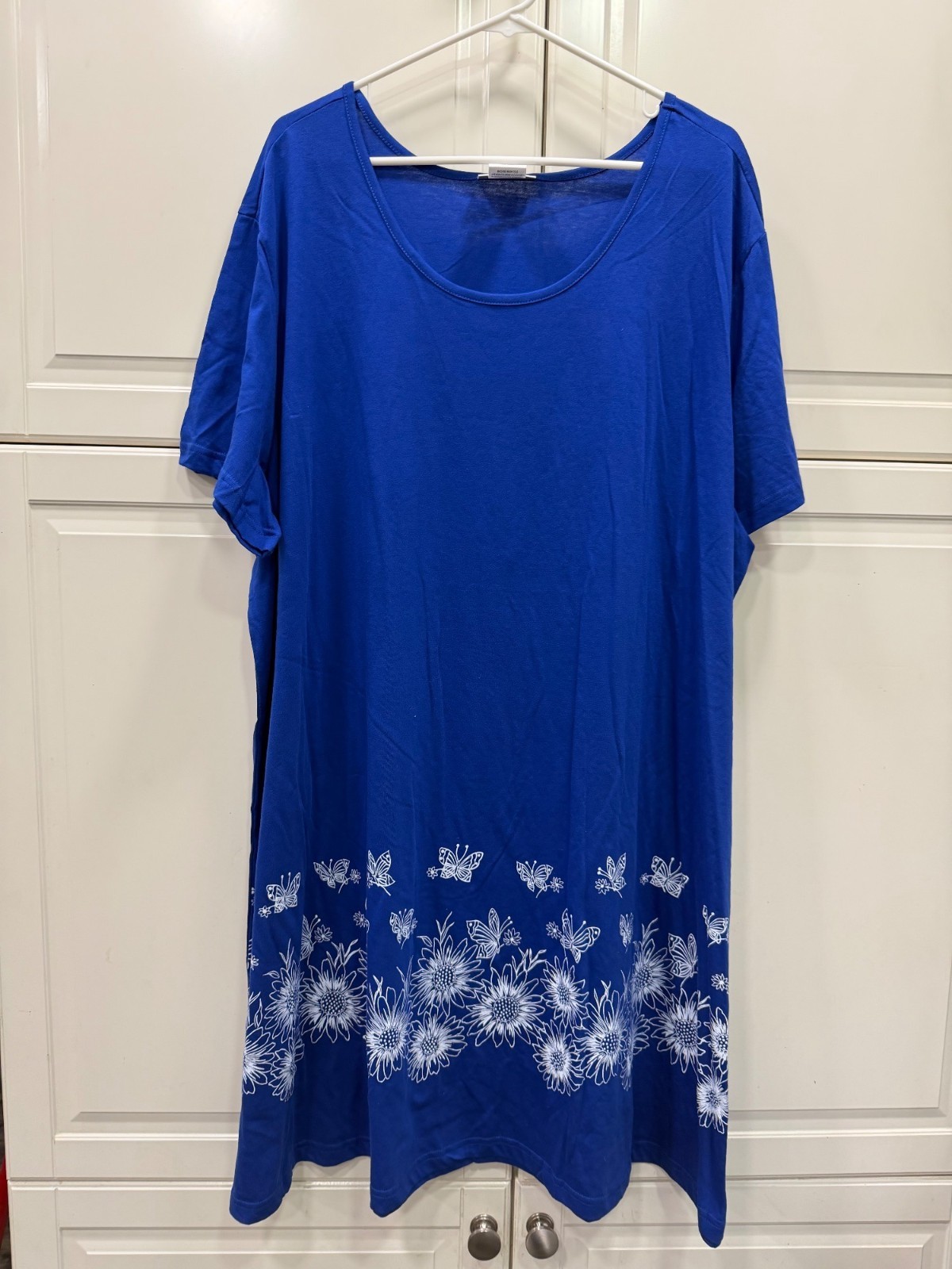 CW Classics Blue Floral Butterfly Print Dress 3X