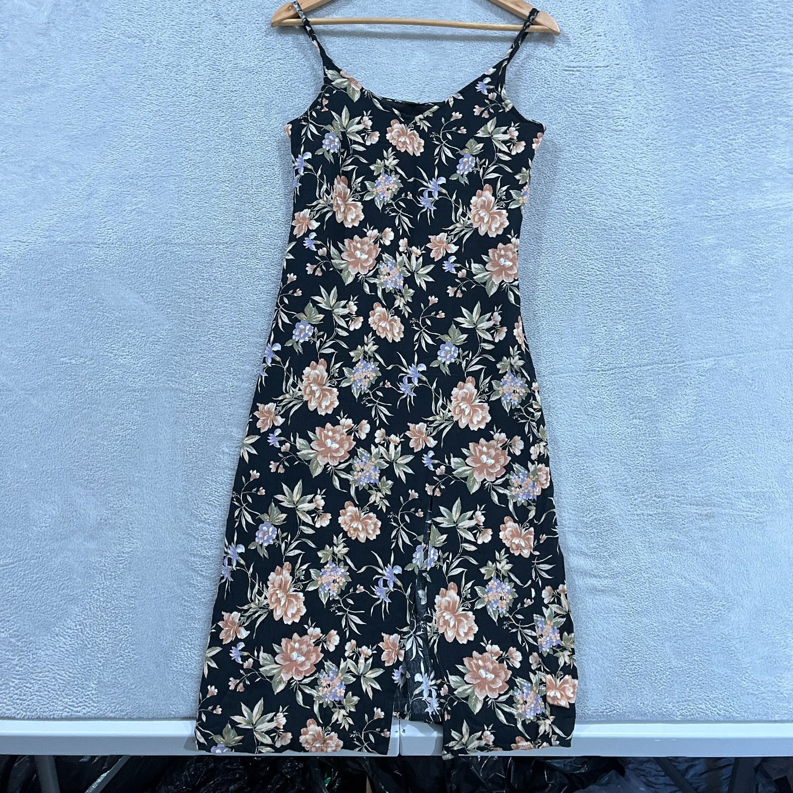 American Eagle Dress Small Y2K Floral Midi Slit Spaghetti Straps Straight Boho