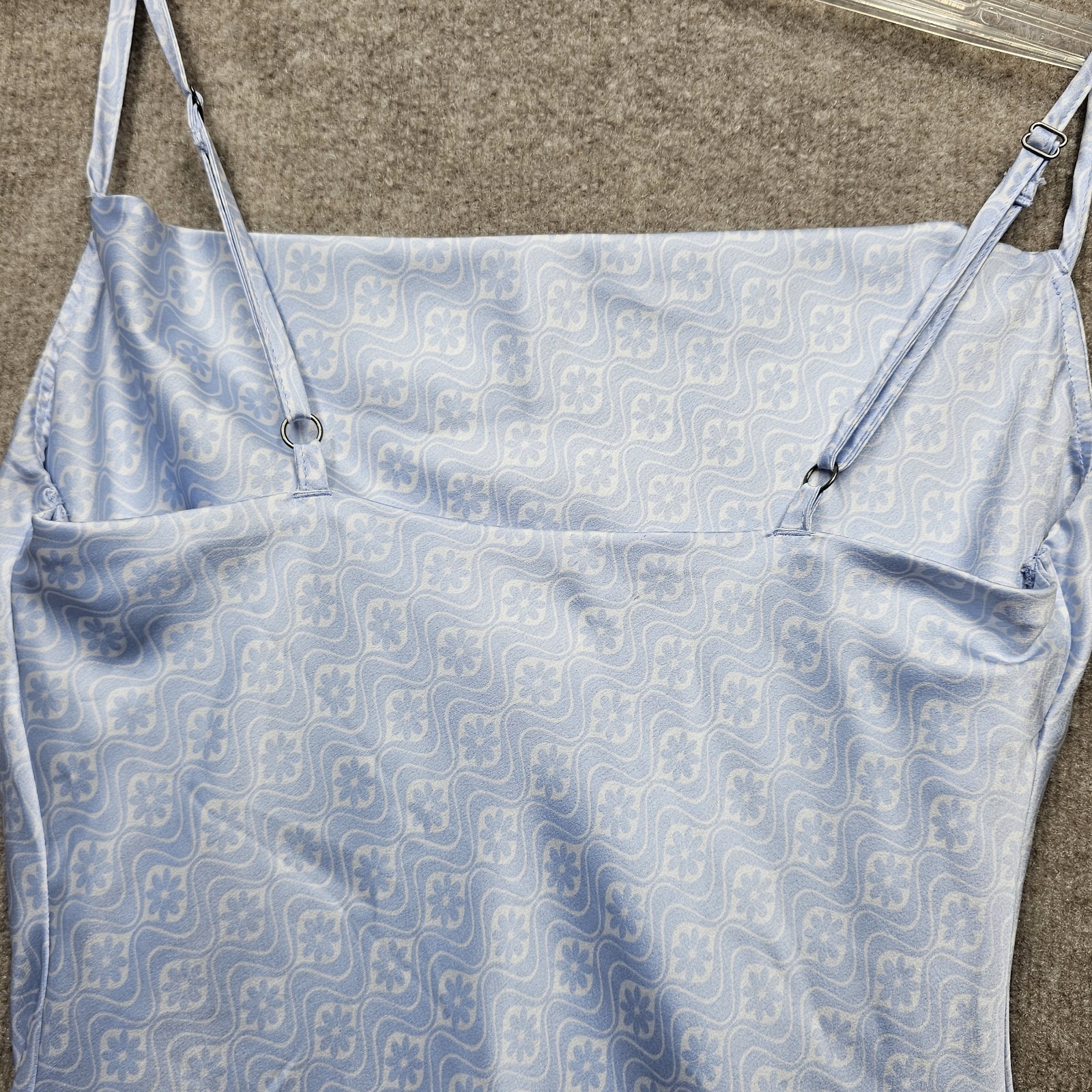 Hollister Silky Blue Slip Dress XS Cowl Neck Adjustable Straps Y2K Mini Satin