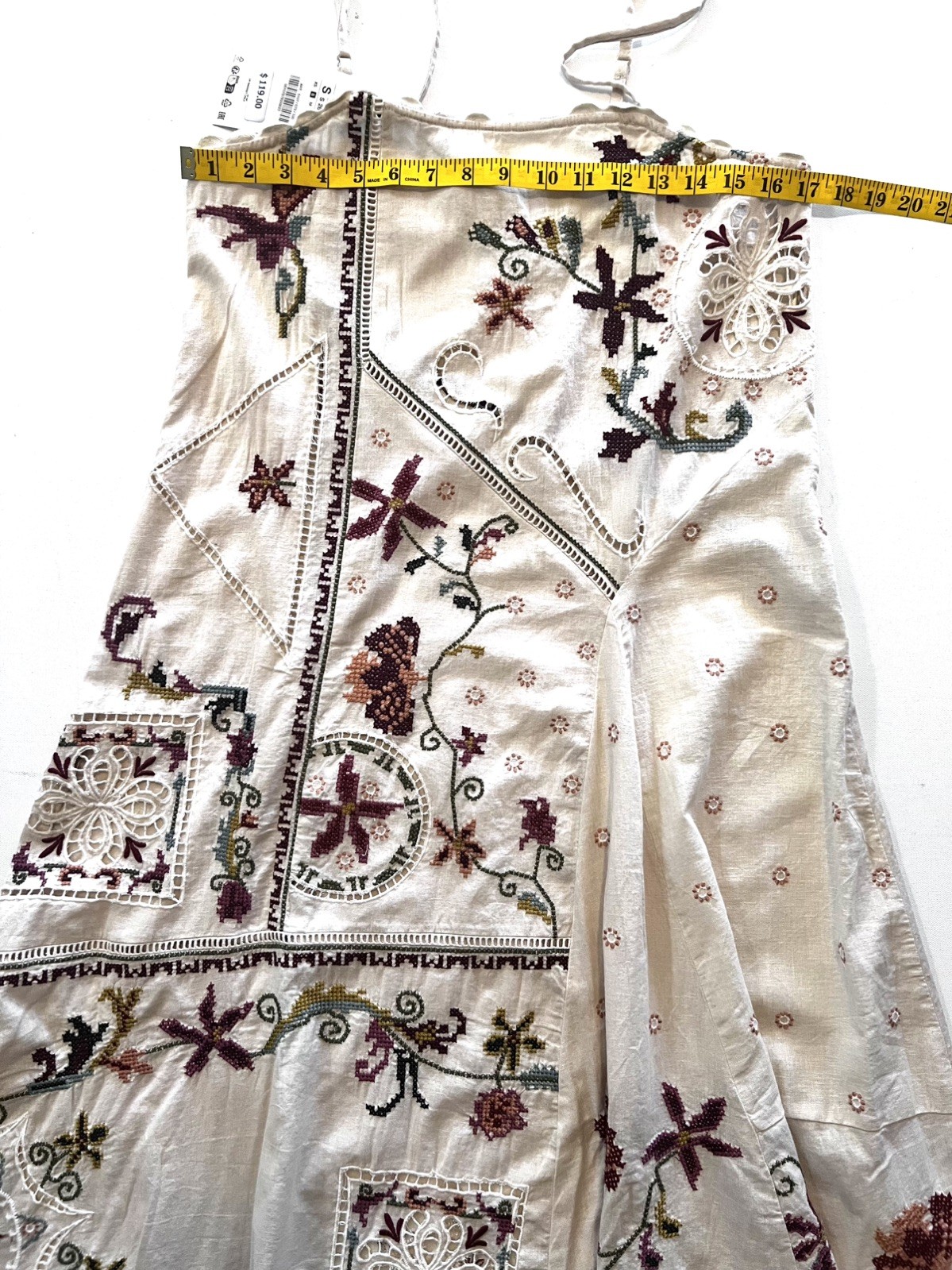 NWT ZARA $119 ZW Collection Asymmetric Floral Embroidered Dress 5107/079 Size S