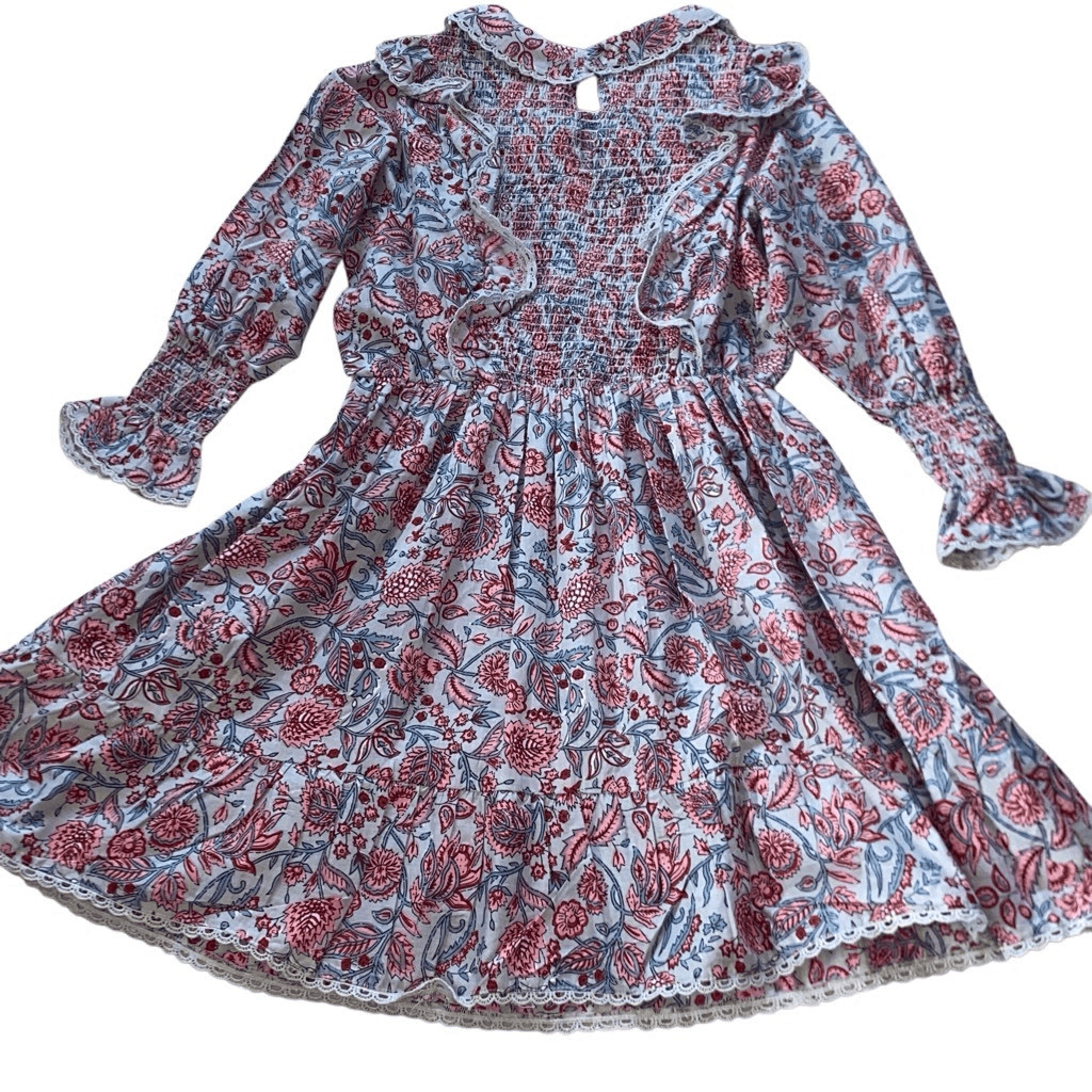 DRA NWT Nomi Prairie Dress Floral Cottagecore Midi Prairie Lace Trim Cotton M