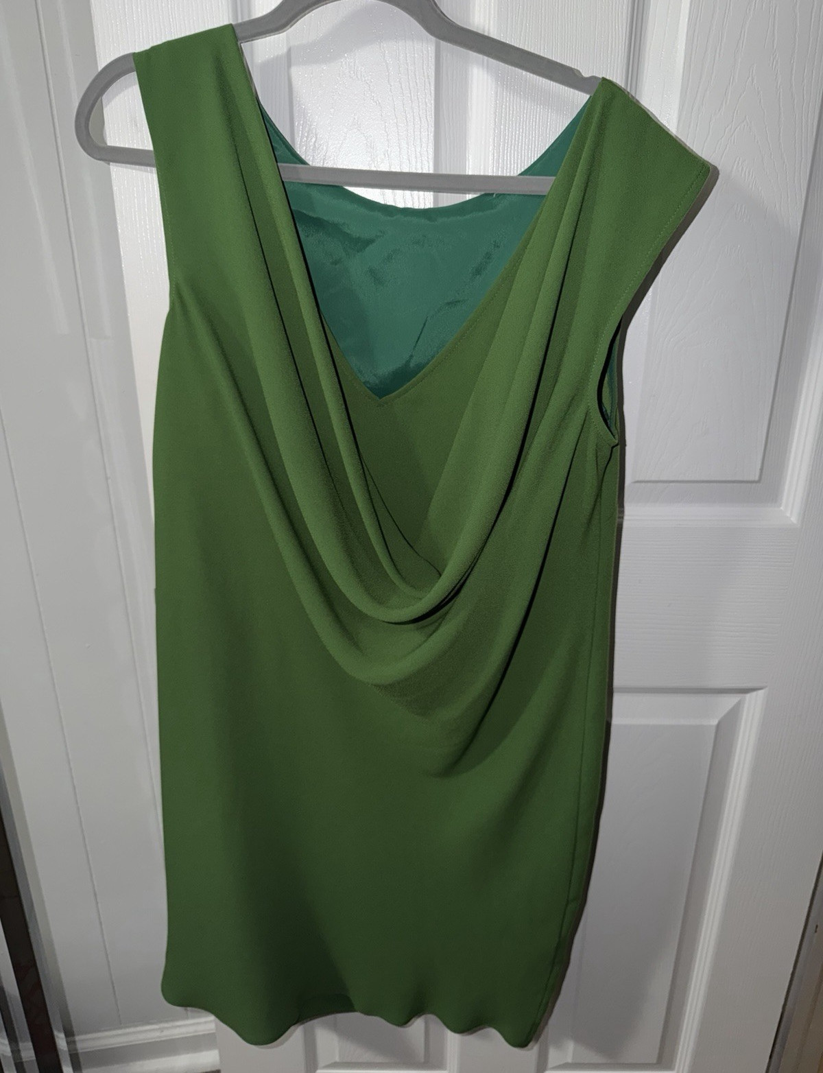 TRI NATURE Womens 6 Dress Green Slip Cowl Neck Sleeveless Solid Midi