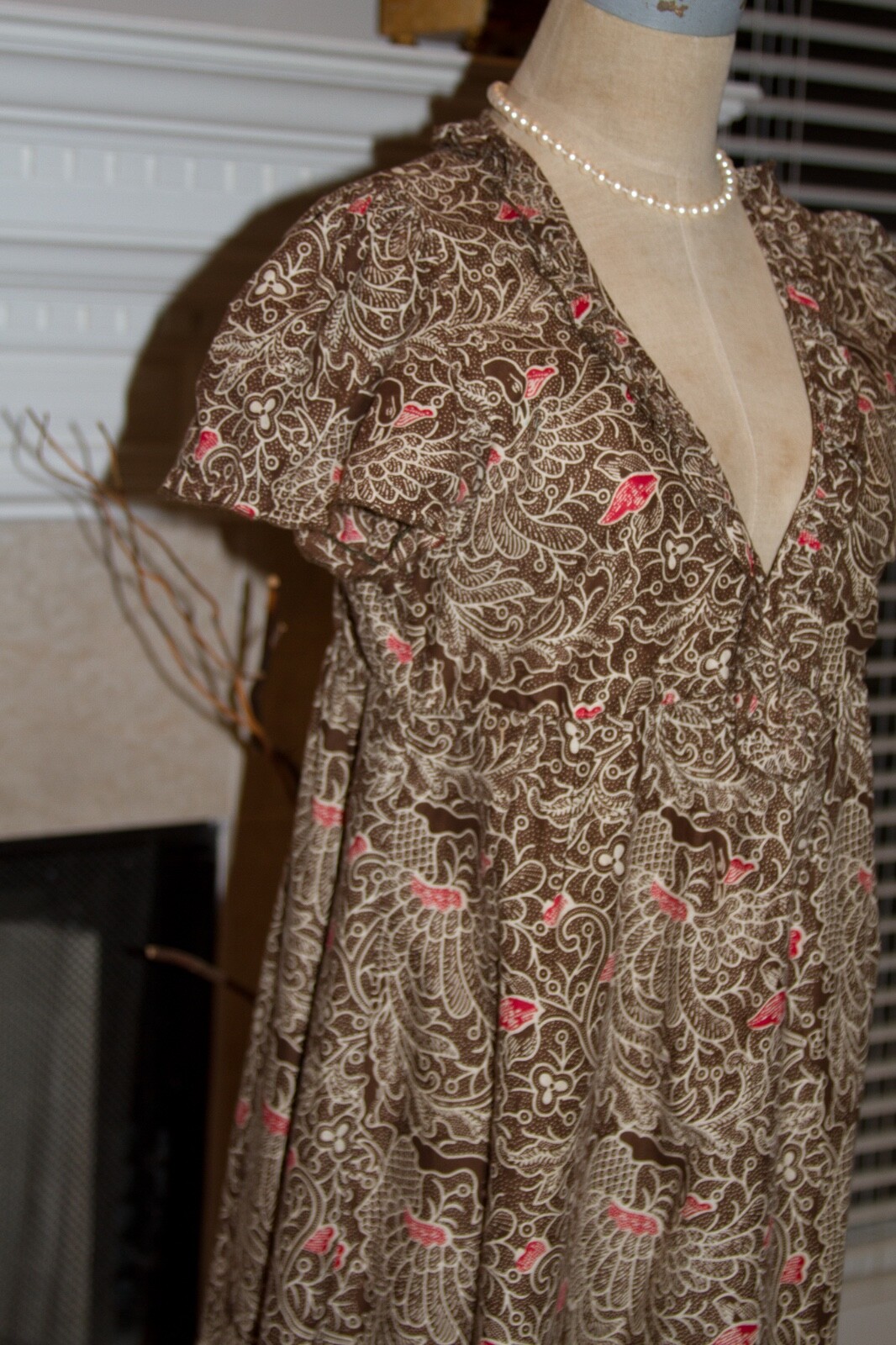JOIE 100% Cotton Lined Cap Sleeve Dress Size M Brown Tones Dry Clean Only