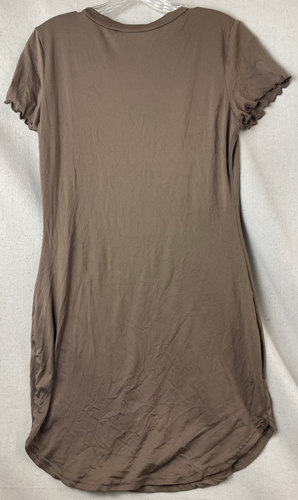 Ellie & Kate Womens Brown Short Sleeve Scoop Neck Knit T-Shirt Dress L