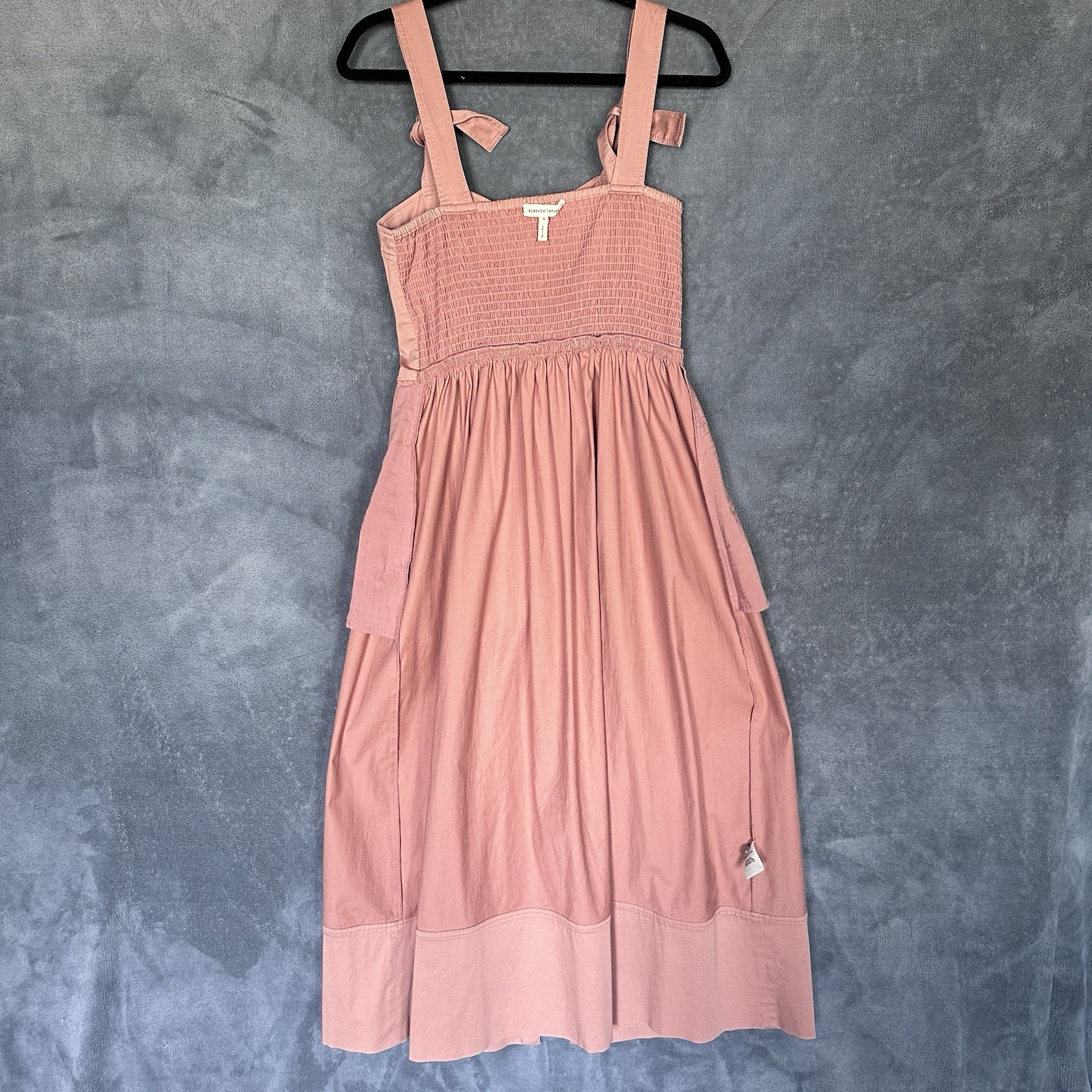 Rebecca Taylor Ready To Wear 2017 Tie Strap Cottagecore Dress Button Front Sz 8