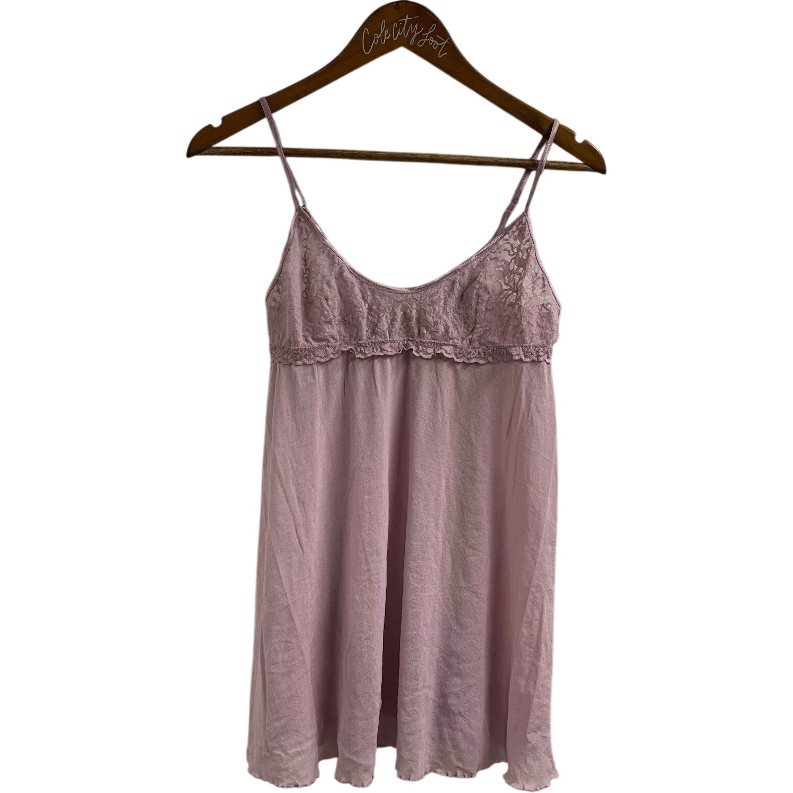 Victorias Secret Lace Trim Slip Dress Pink Large Vintage Babydoll