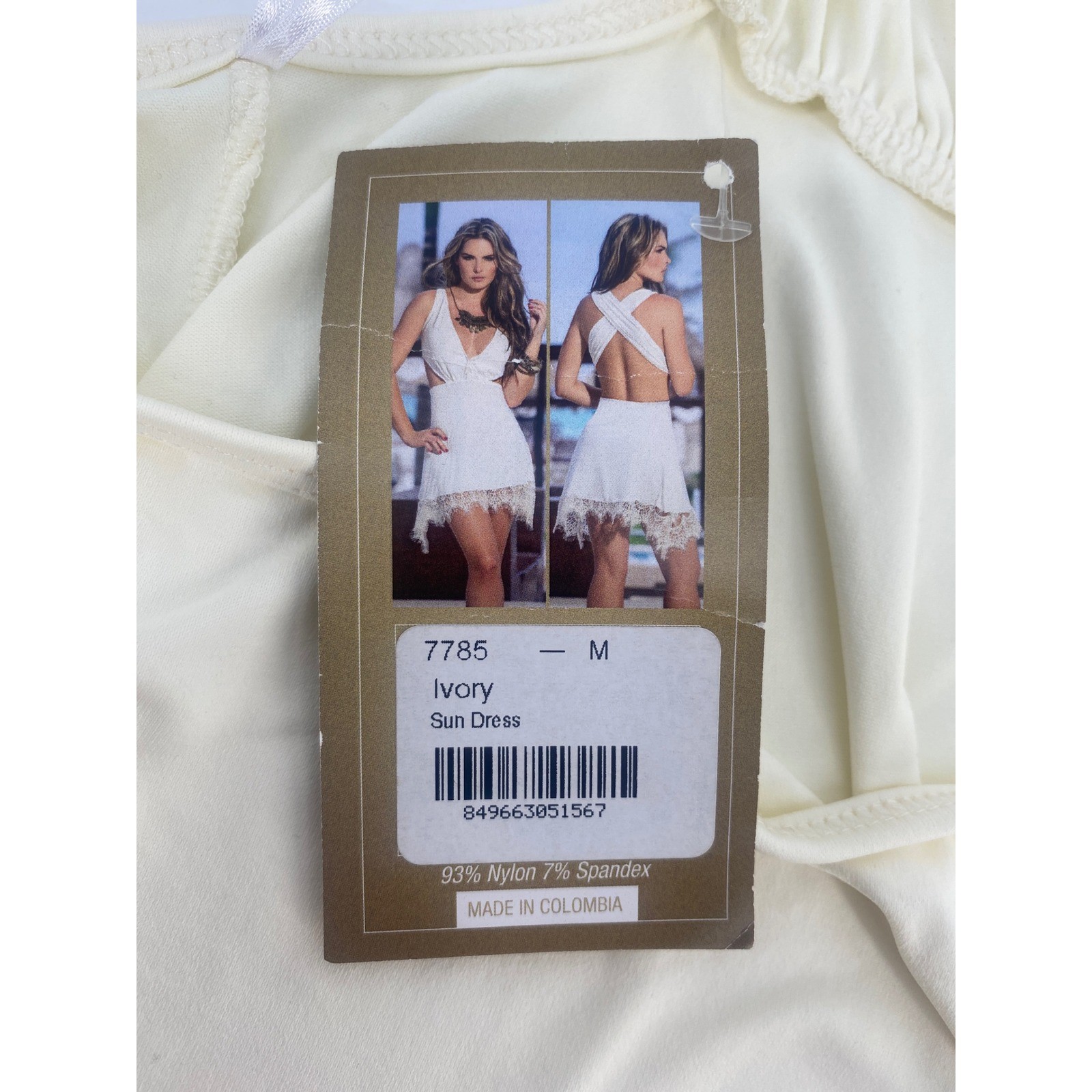 AM:PM Sun Dress M Ivory Lace Trim Cutout Open Back Style 7785 NEW